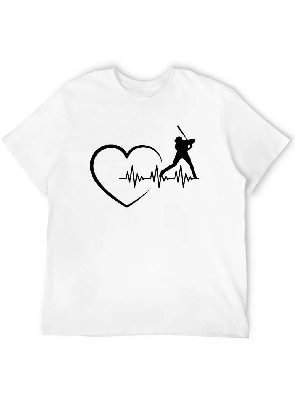 Heartbeat US Sport Design Baseball Player Fan Unisex Short Sleeve Soft Cotton T-Shirt – Casual Everyday Wear