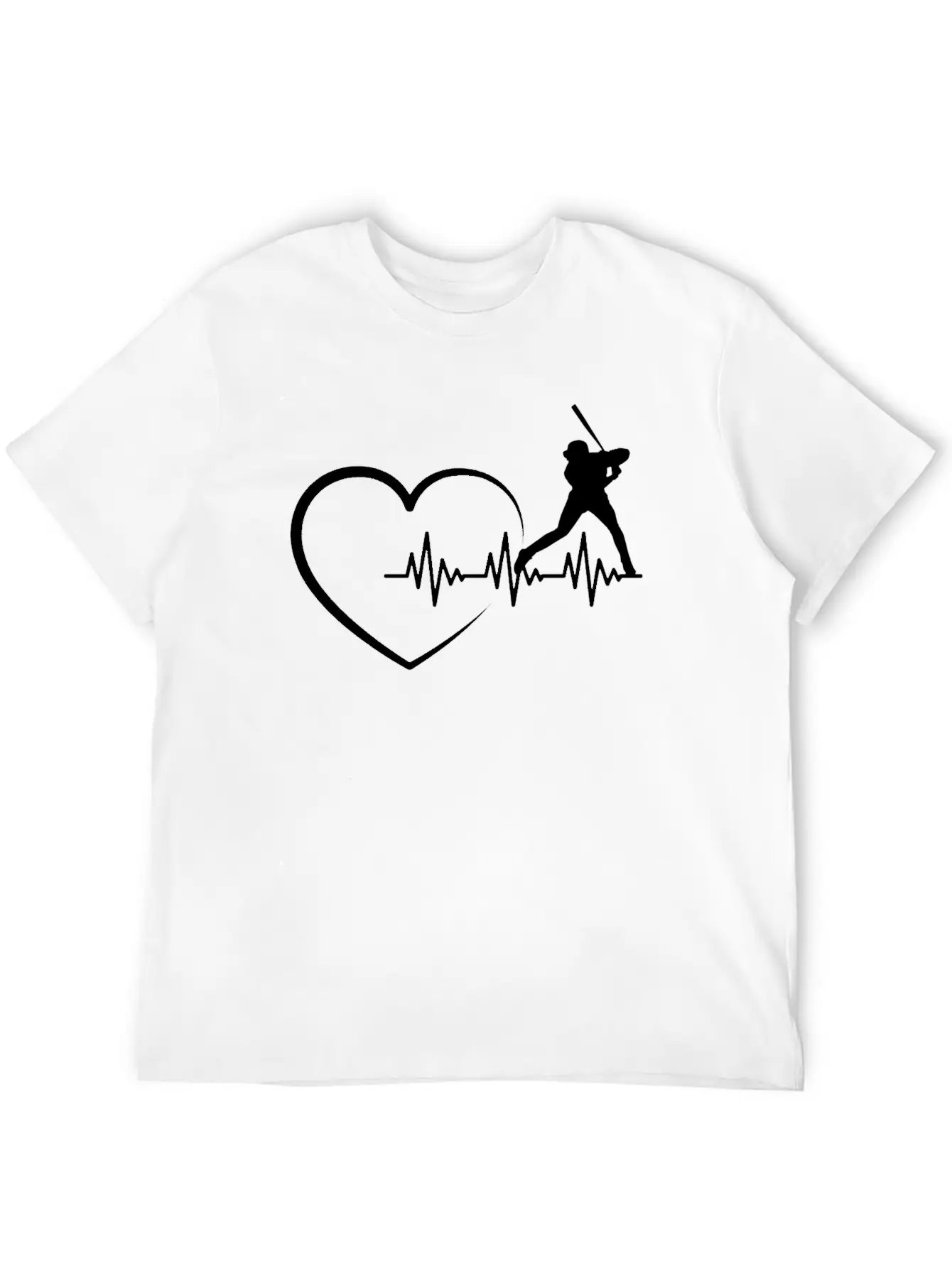Heartbeat US Sport Design Baseball Player Fan Unisex Short Sleeve Soft Cotton T-Shirt – Casual Everyday Wear