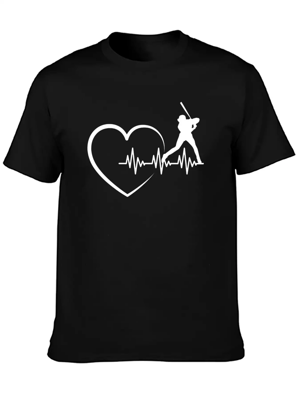Heartbeat US Sport Design Baseball Player Fan Unisex Short Sleeve Soft Cotton T-Shirt – Casual Everyday Wear
