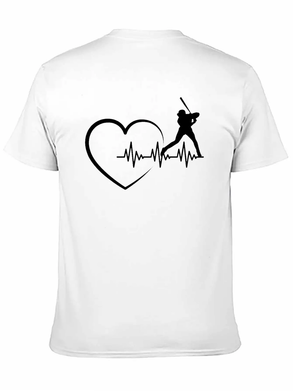 Heartbeat US Sport Design Baseball Player Fan Unisex Short Sleeve Soft Cotton T-Shirt – Casual Everyday Wear