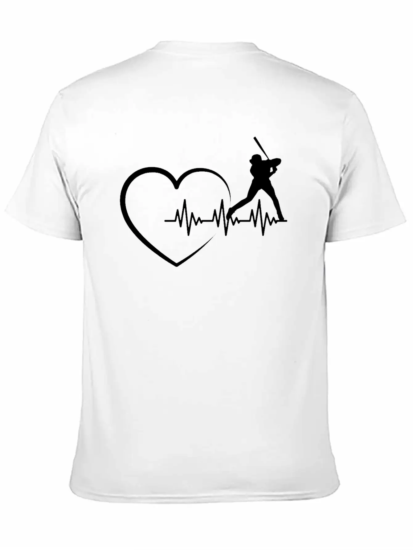 Heartbeat US Sport Design Baseball Player Fan Unisex Short Sleeve Soft Cotton T-Shirt – Casual Everyday Wear