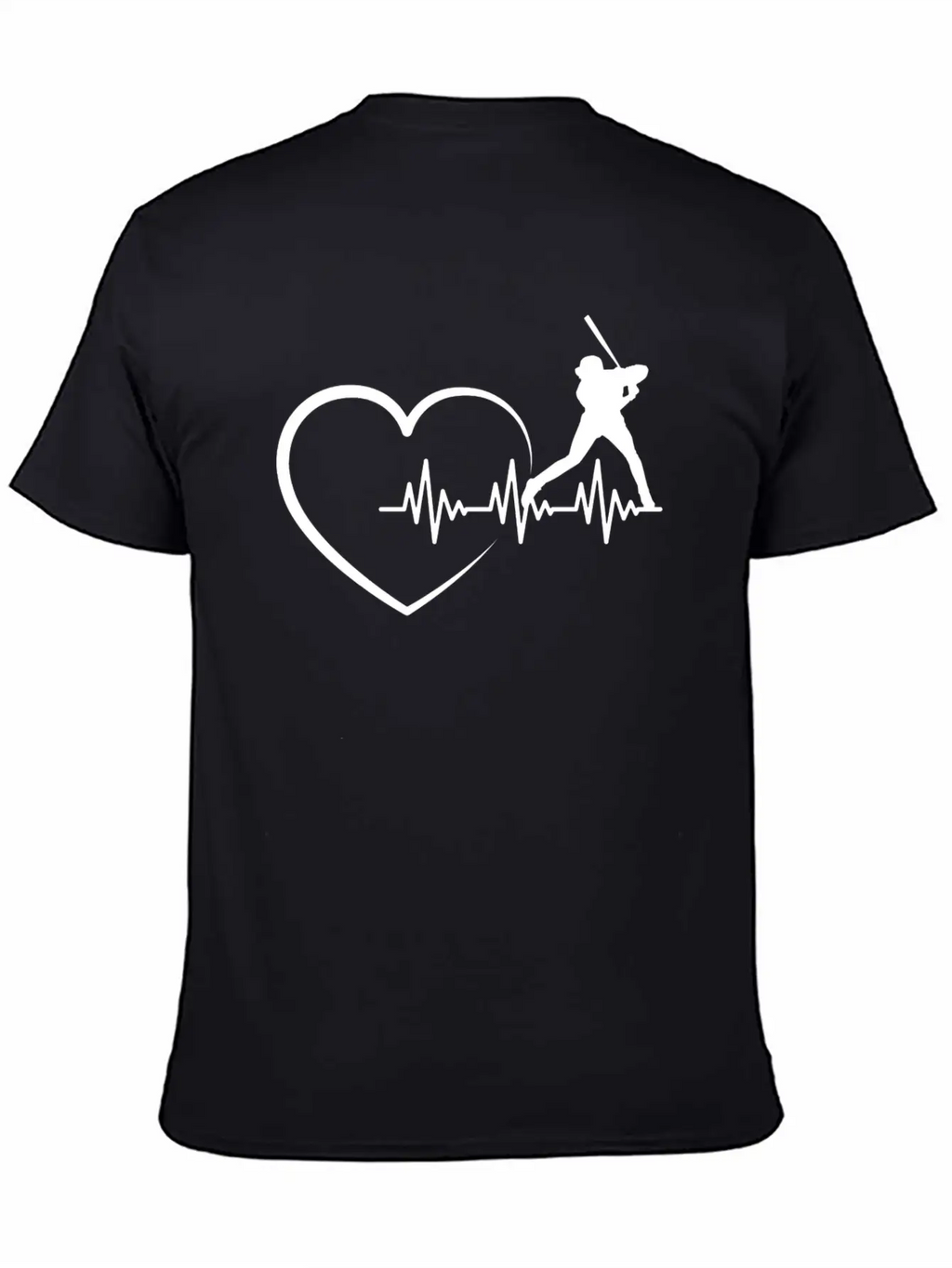 Heartbeat US Sport Design Baseball Player Fan Unisex Short Sleeve Soft Cotton T-Shirt – Casual Everyday Wear