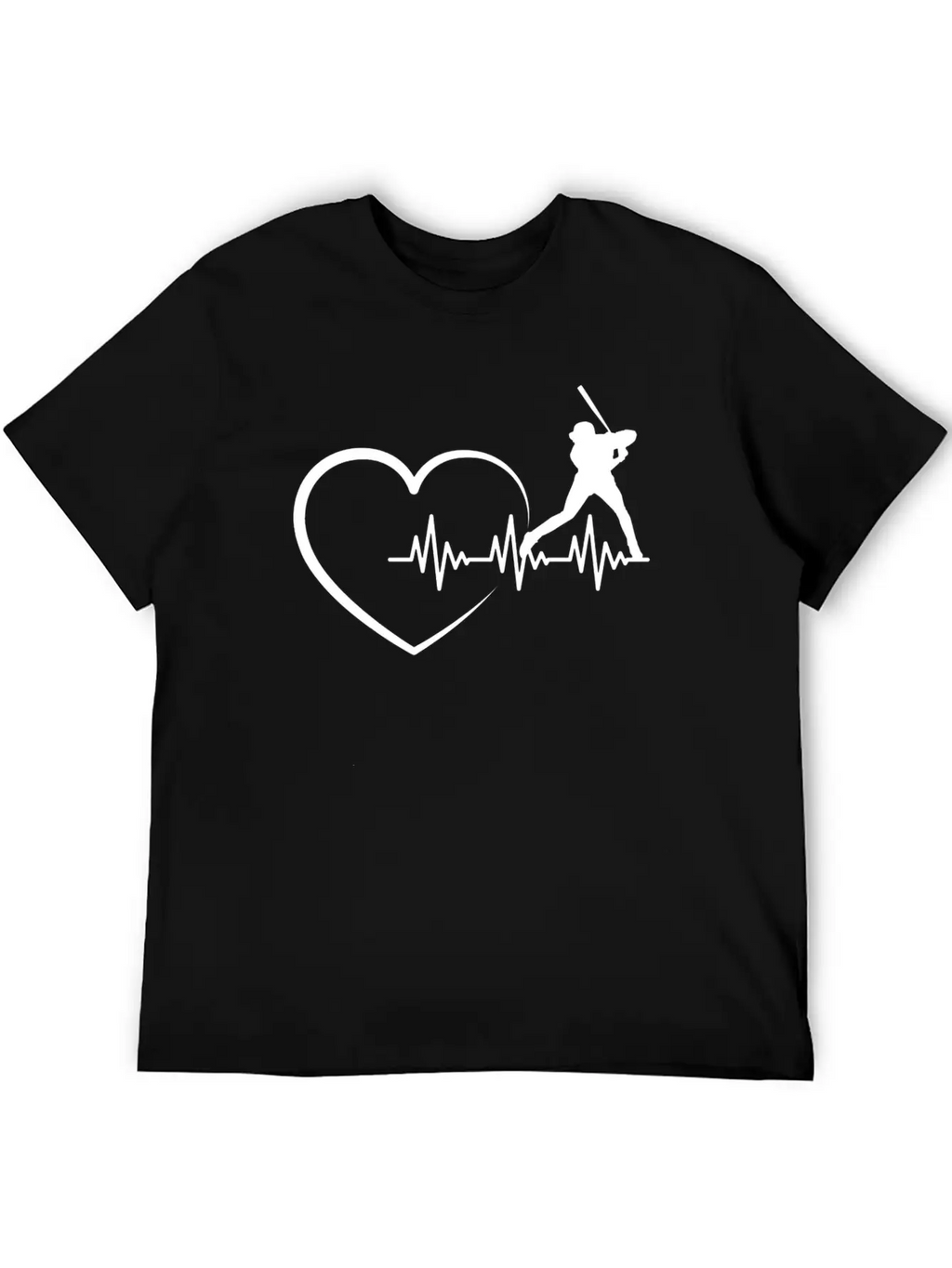 Heartbeat US Sport Design Baseball Player Fan Unisex Short Sleeve Soft Cotton T-Shirt – Casual Everyday Wear