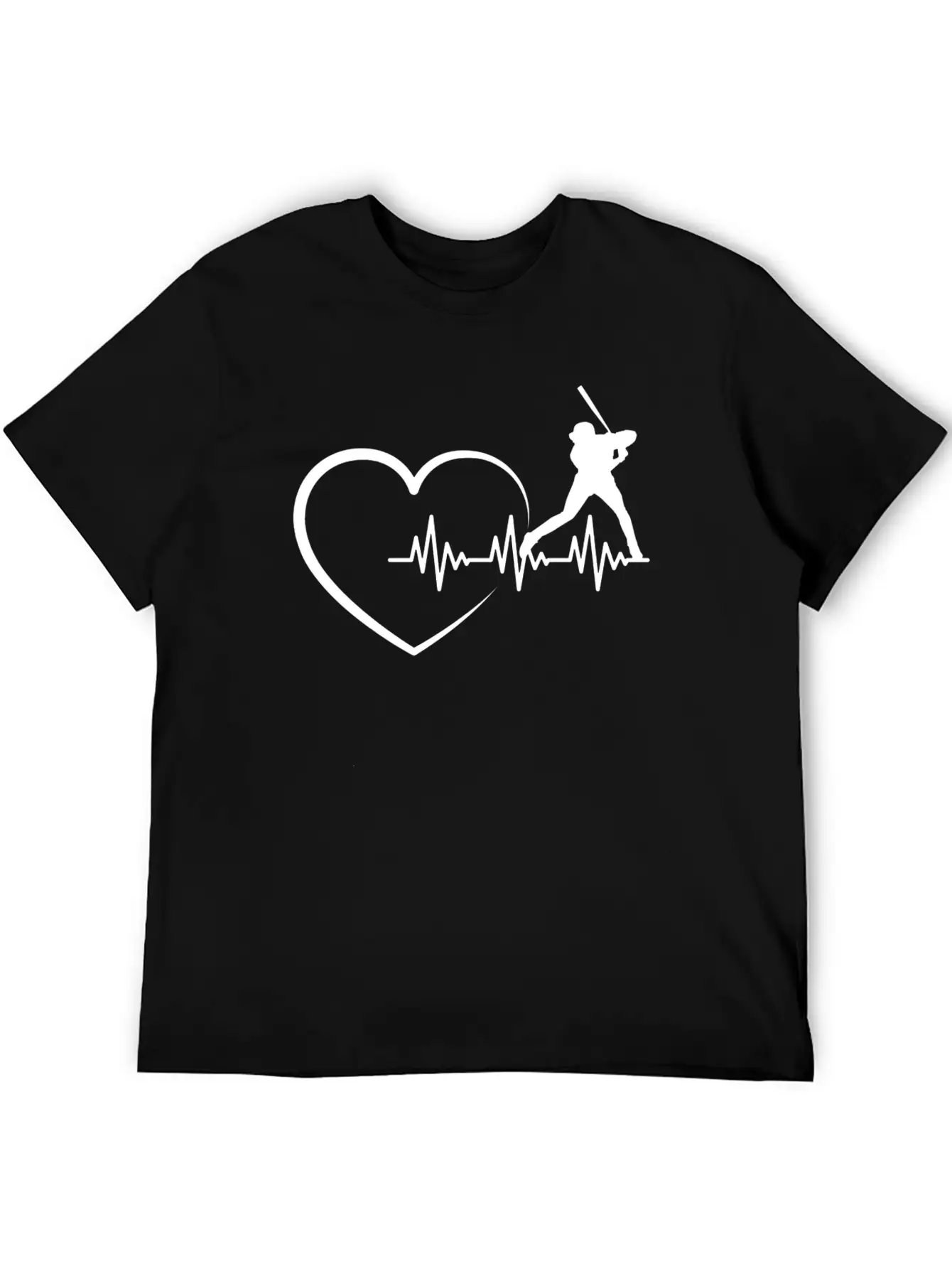 Heartbeat US Sport Design Baseball Player Fan Unisex Short Sleeve Soft Cotton T-Shirt – Casual Everyday Wear