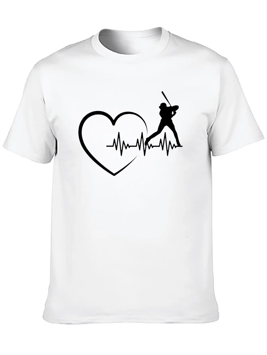 Heartbeat US Sport Design Baseball Player Fan Unisex Short Sleeve Soft Cotton T-Shirt – Casual Everyday Wear