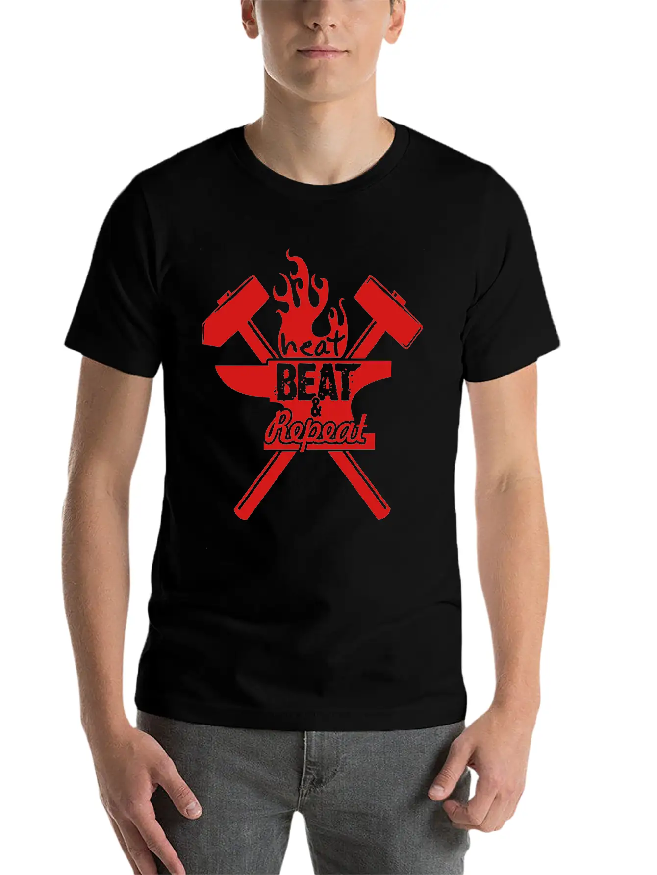 Heat, Beat, Repeat (1 Color) Breathable Soft Cotton T-Shirt – Timeless Casual Look