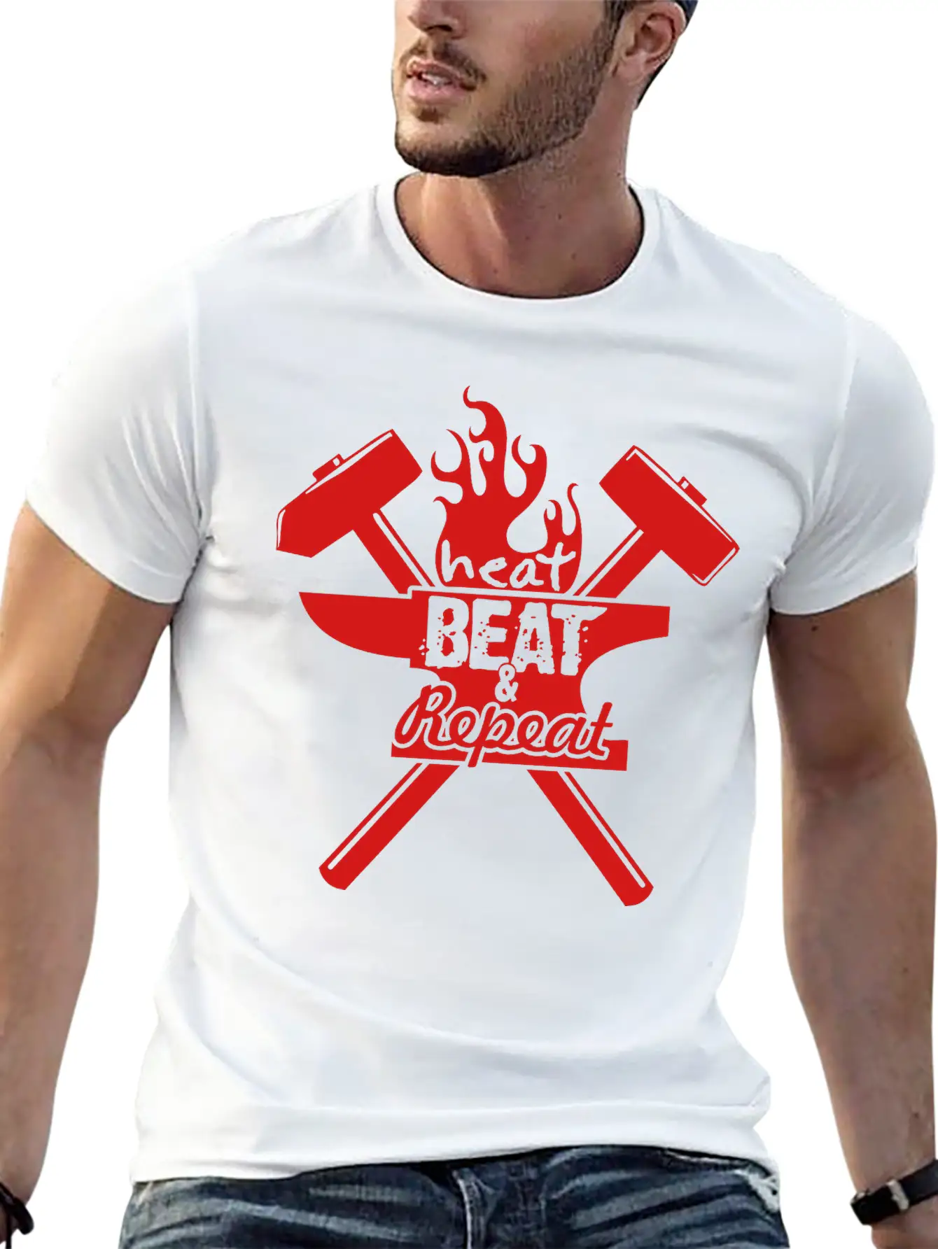 Heat, Beat, Repeat (1 Color) Breathable Soft Cotton T-Shirt – Timeless Casual Look