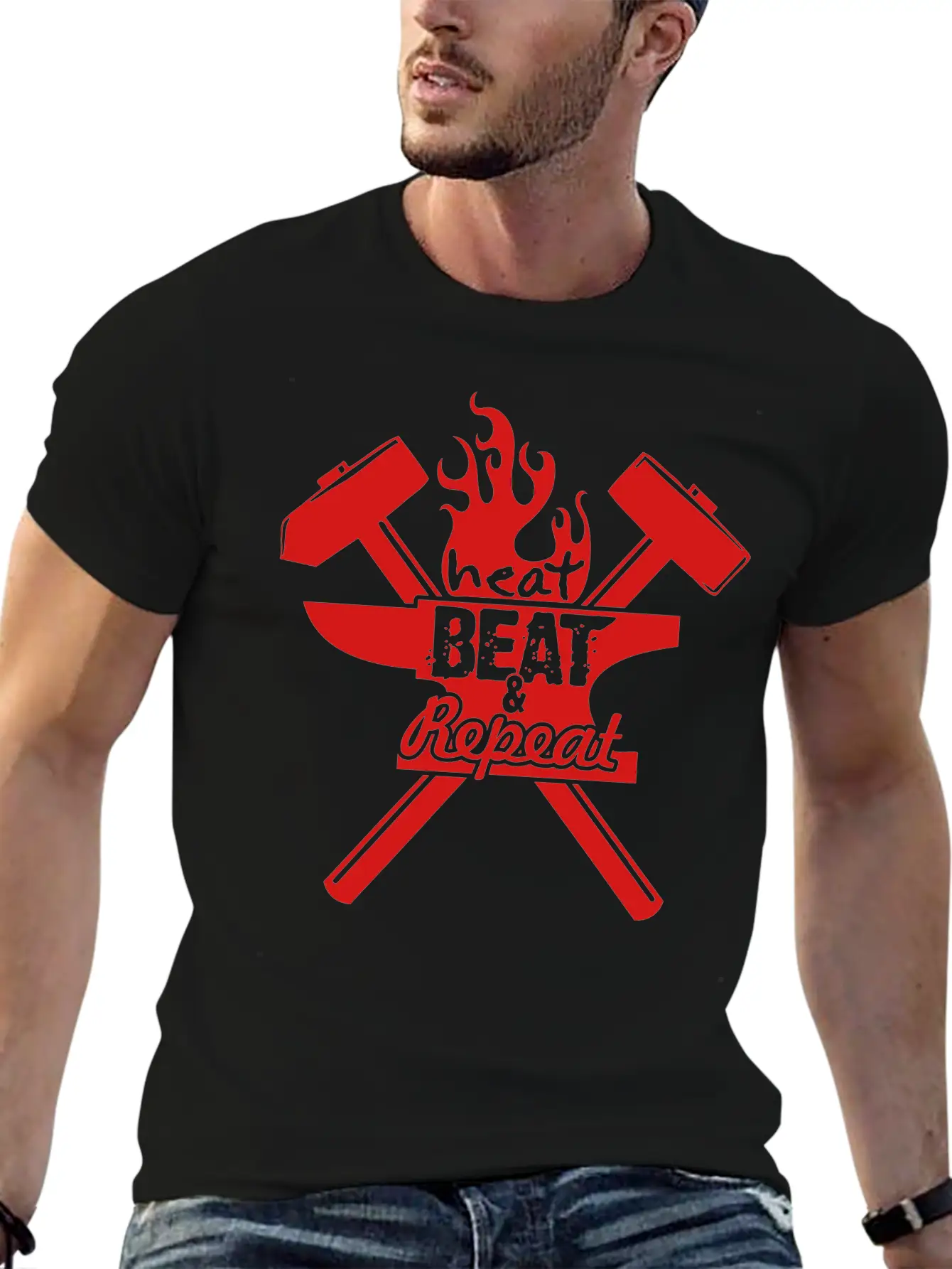 Heat, Beat, Repeat (1 Color) Breathable Soft Cotton T-Shirt – Timeless Casual Look