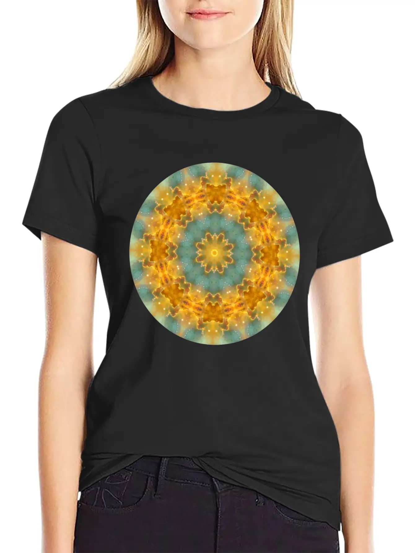 Heavens Flower Mandala Breathable Soft Cotton T-Shirt – Timeless Casual Look