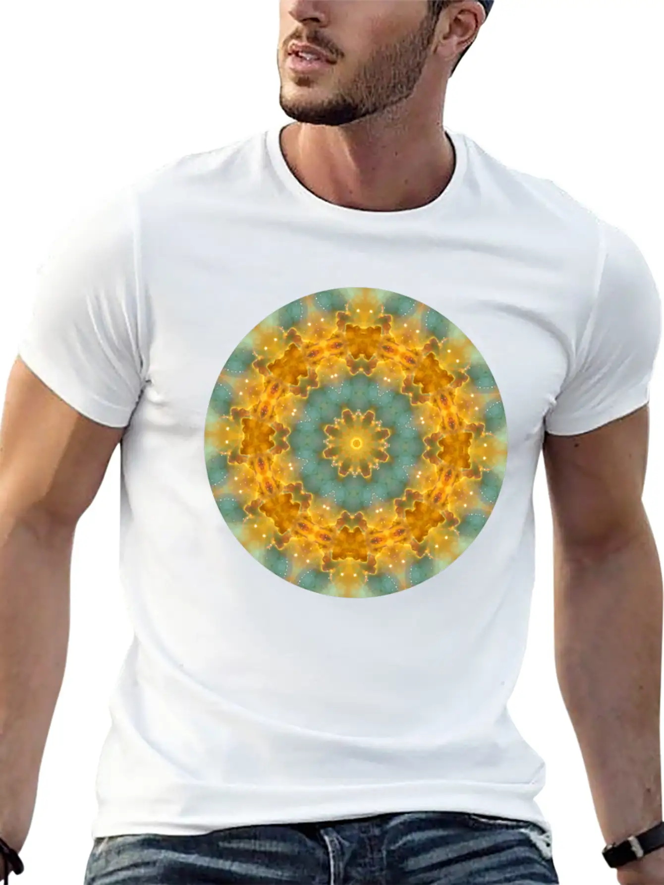 Heavens Flower Mandala Breathable Soft Cotton T-Shirt – Timeless Casual Look