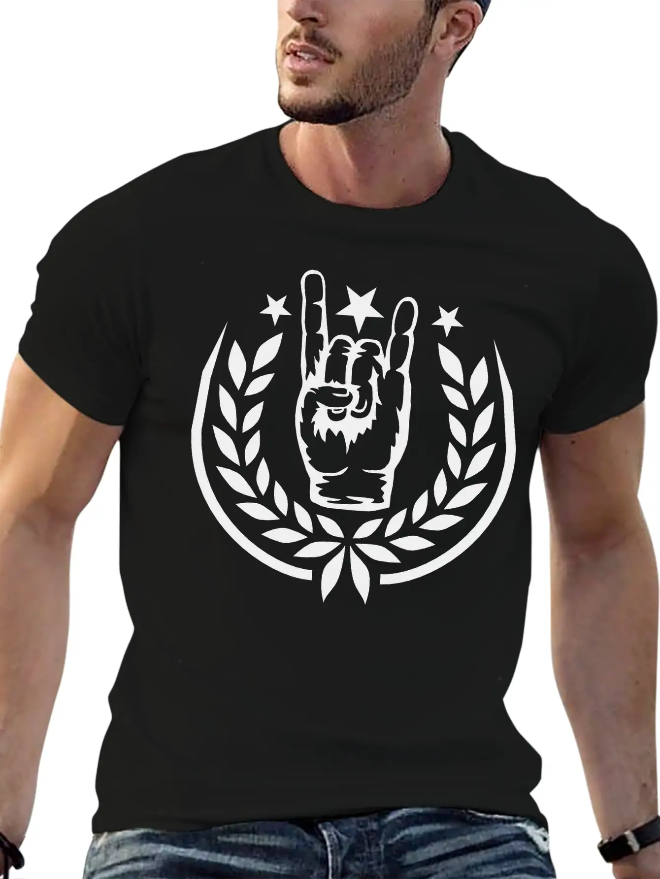 Heavy Metal Laurel Wreath Unisex Short Sleeve Soft Cotton T-Shirt – Casual Everyday Wear