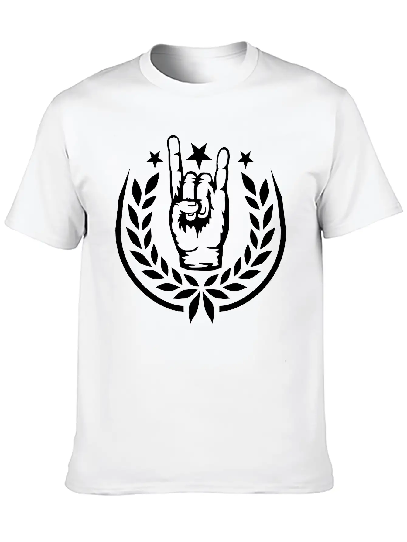 Heavy Metal Laurel Wreath Unisex Short Sleeve Soft Cotton T-Shirt – Casual Everyday Wear