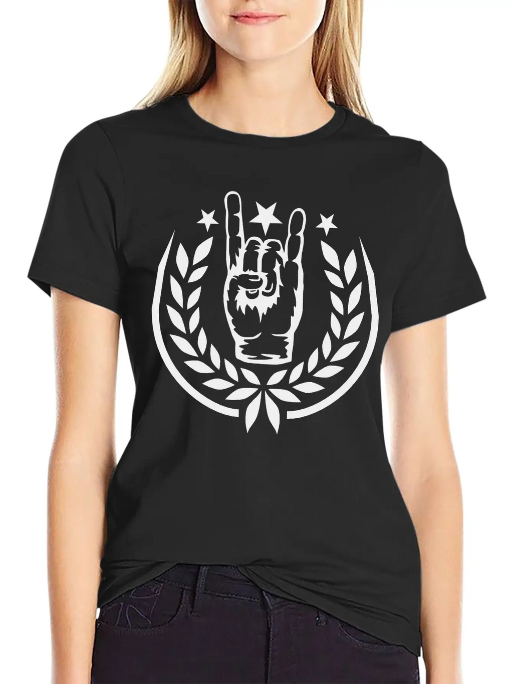 Heavy Metal Laurel Wreath Unisex Short Sleeve Soft Cotton T-Shirt – Casual Everyday Wear