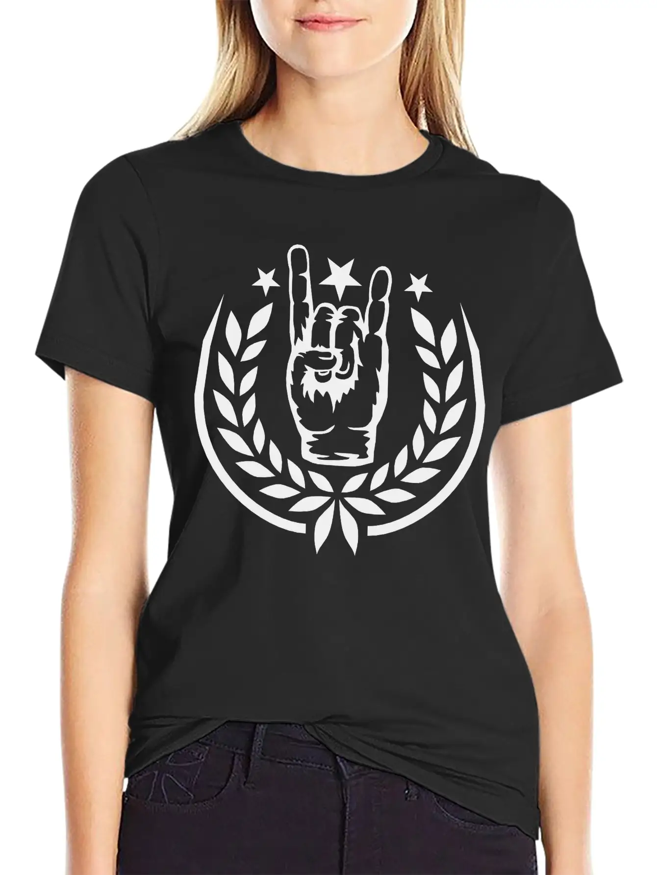 Heavy Metal Laurel Wreath Unisex Short Sleeve Soft Cotton T-Shirt – Casual Everyday Wear