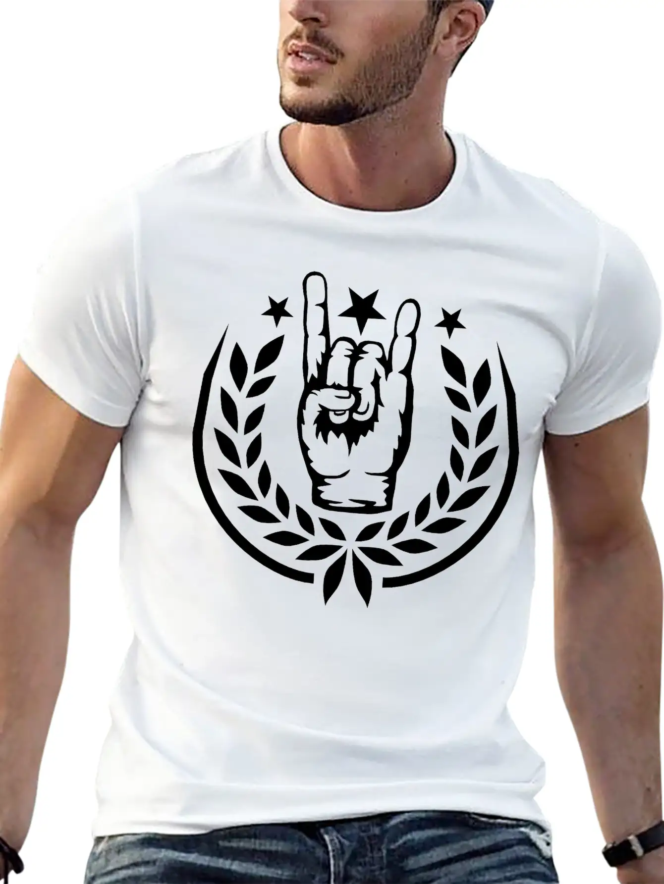 Heavy Metal Laurel Wreath Unisex Short Sleeve Soft Cotton T-Shirt – Casual Everyday Wear