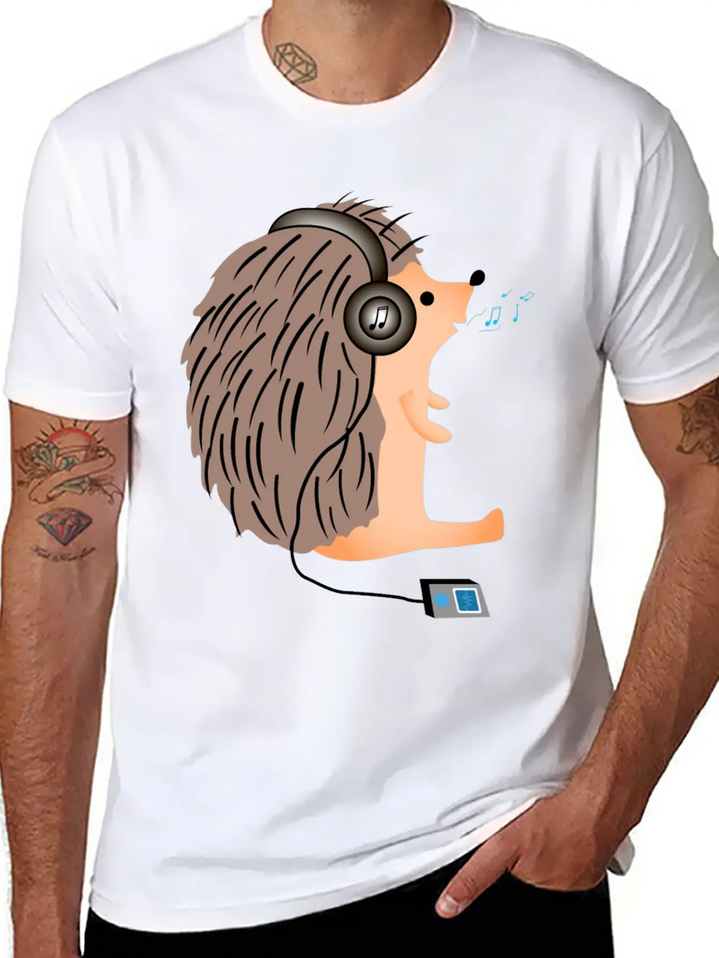 Hedgehog In Headphones Classic Fit Graphic Tee For Daily Comfort – Unisex Cotton Shirt