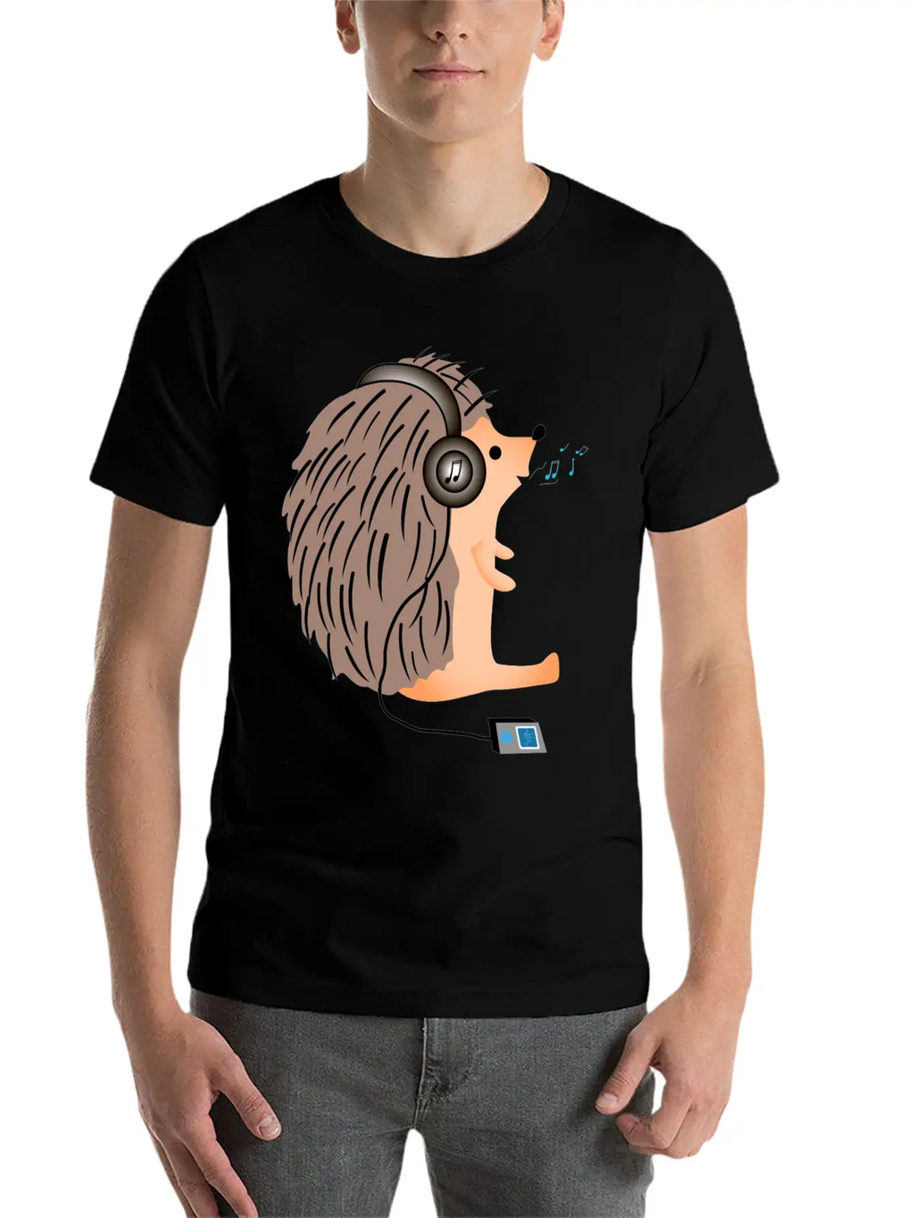 Hedgehog In Headphones Classic Fit Graphic Tee For Daily Comfort – Unisex Cotton Shirt