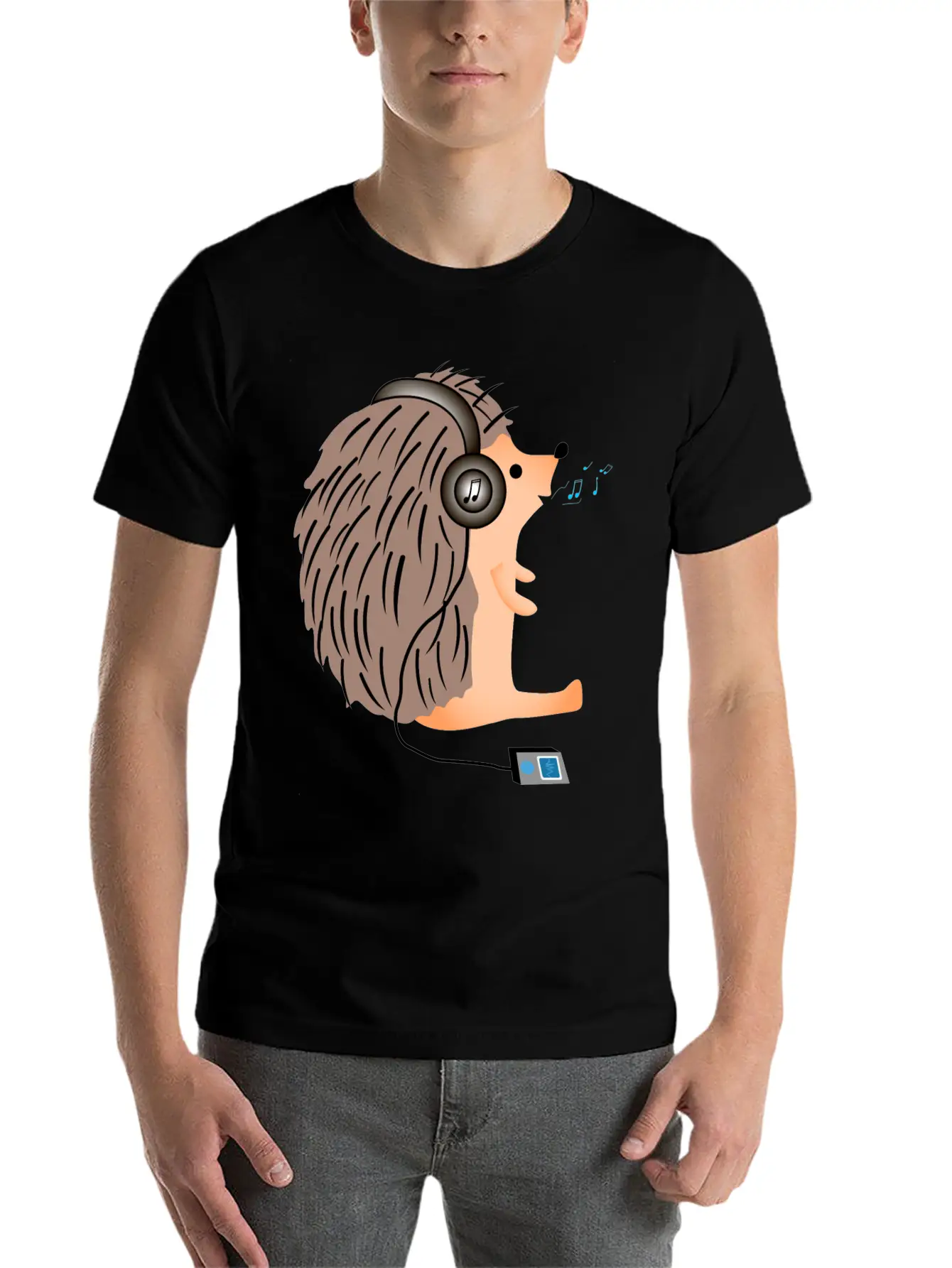 Hedgehog In Headphones Classic Fit Graphic Tee For Daily Comfort – Unisex Cotton Shirt