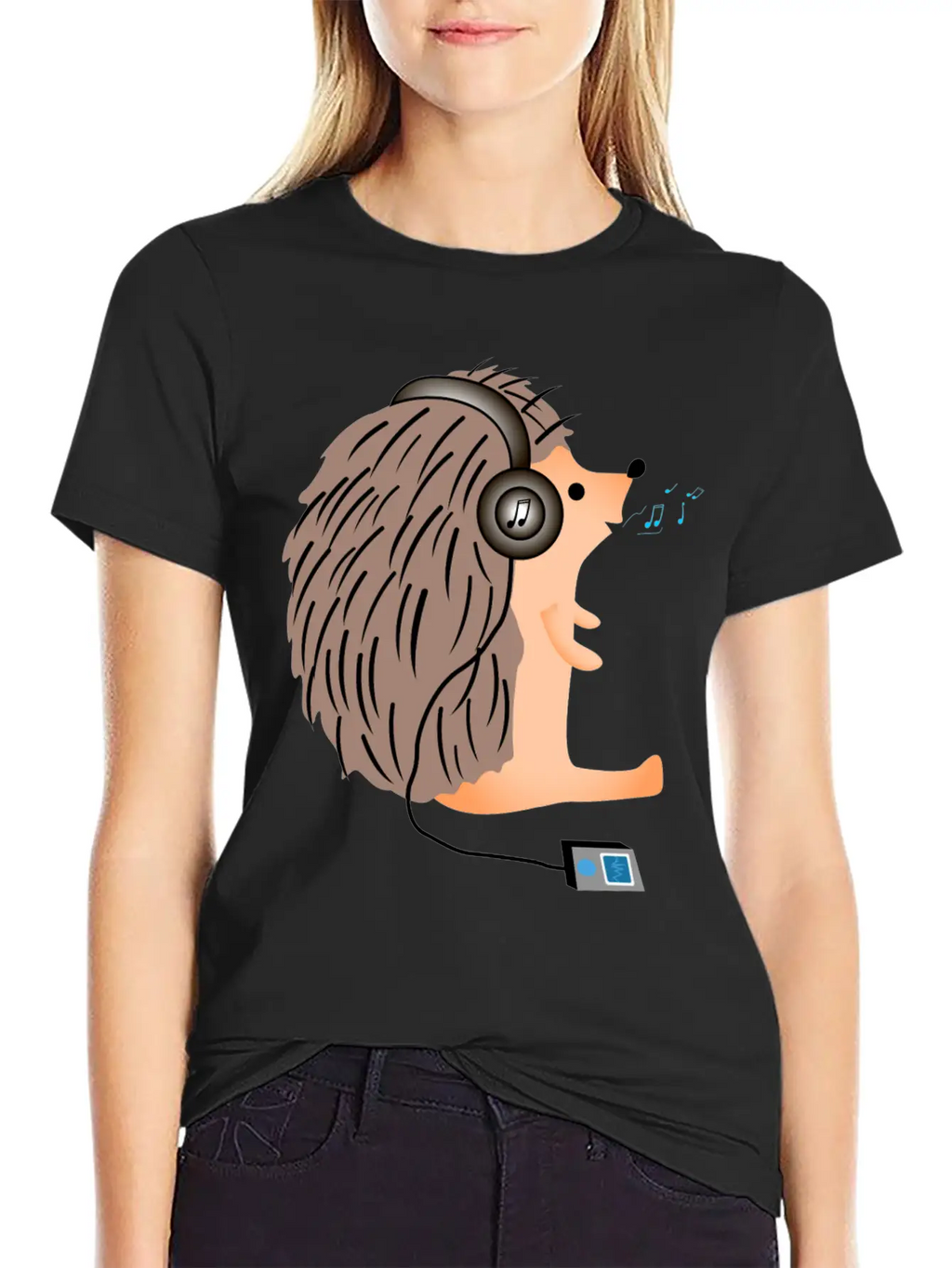 Hedgehog In Headphones Classic Fit Graphic Tee For Daily Comfort – Unisex Cotton Shirt