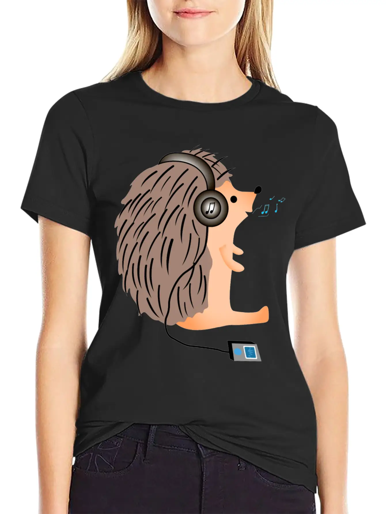 Hedgehog In Headphones Classic Fit Graphic Tee For Daily Comfort – Unisex Cotton Shirt