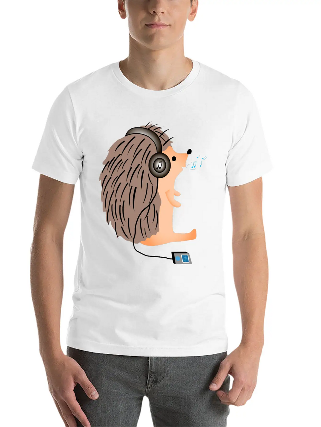 Hedgehog In Headphones Classic Fit Graphic Tee For Daily Comfort – Unisex Cotton Shirt