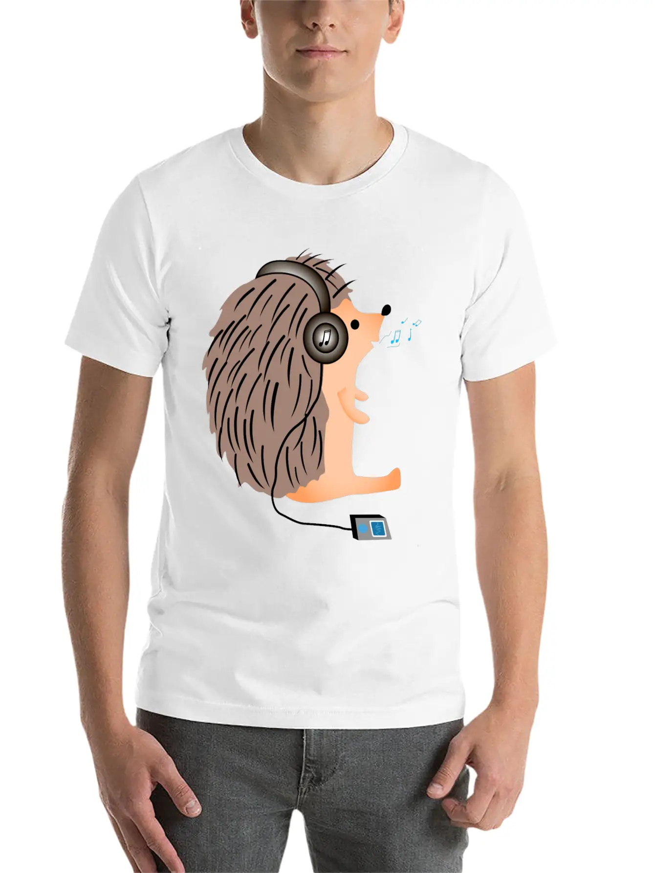 Hedgehog In Headphones Classic Fit Graphic Tee For Daily Comfort – Unisex Cotton Shirt
