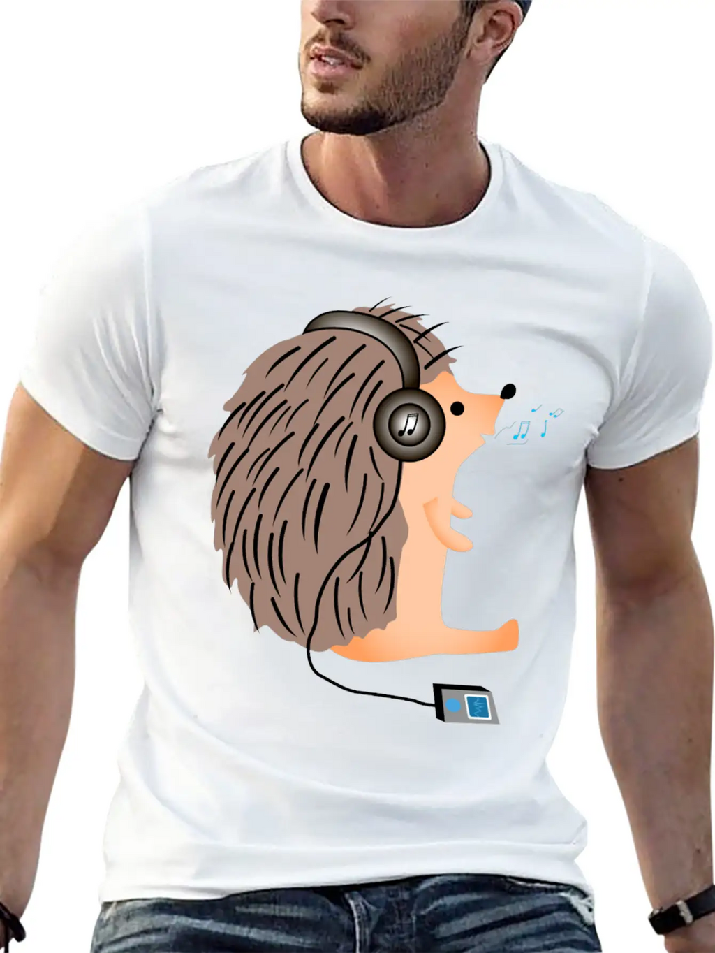 Hedgehog In Headphones Classic Fit Graphic Tee For Daily Comfort – Unisex Cotton Shirt