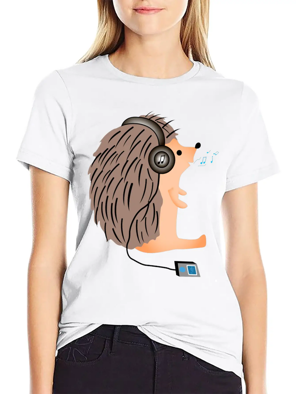Hedgehog In Headphones Classic Fit Graphic Tee For Daily Comfort – Unisex Cotton Shirt
