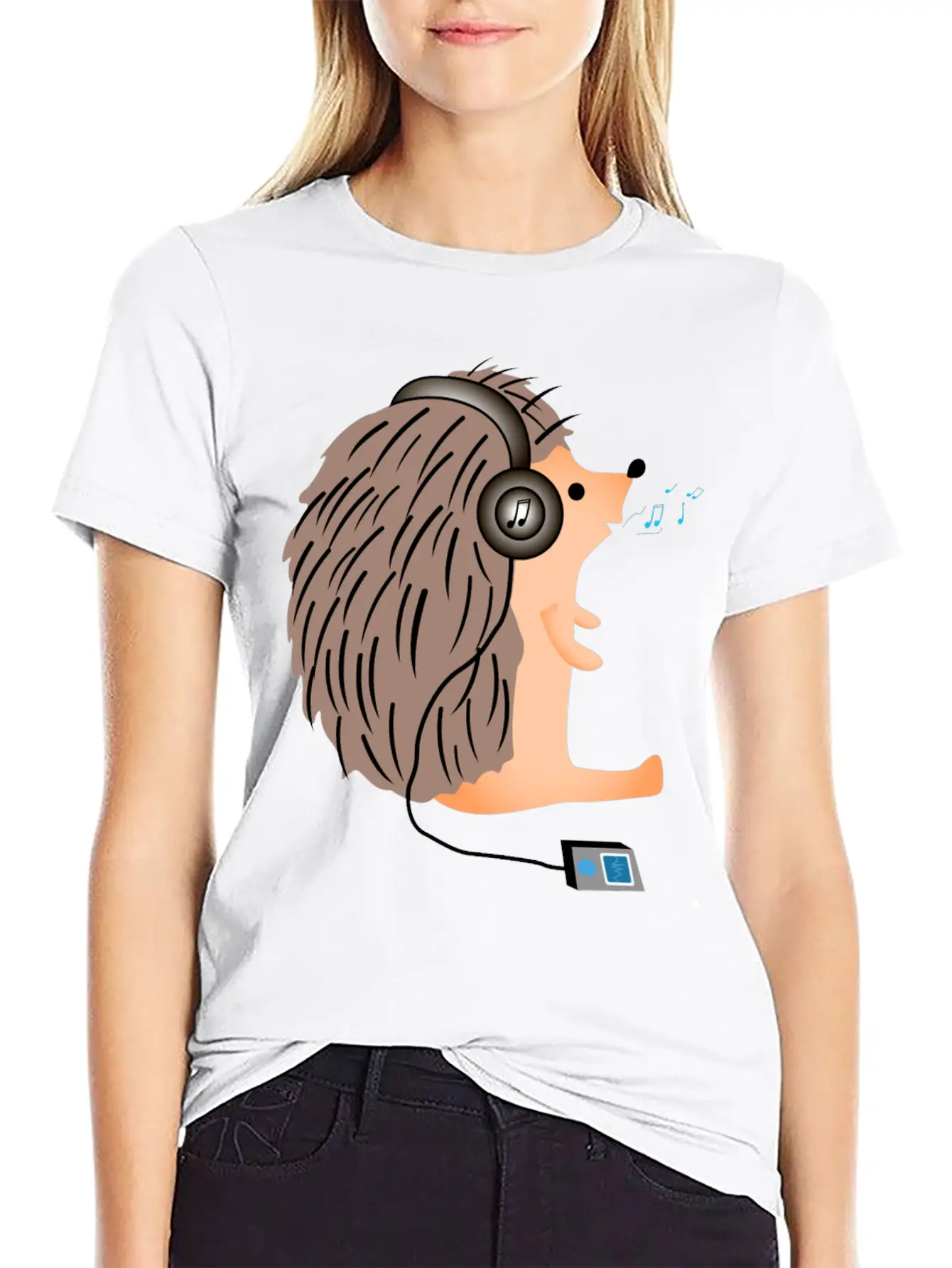 Hedgehog In Headphones Classic Fit Graphic Tee For Daily Comfort – Unisex Cotton Shirt