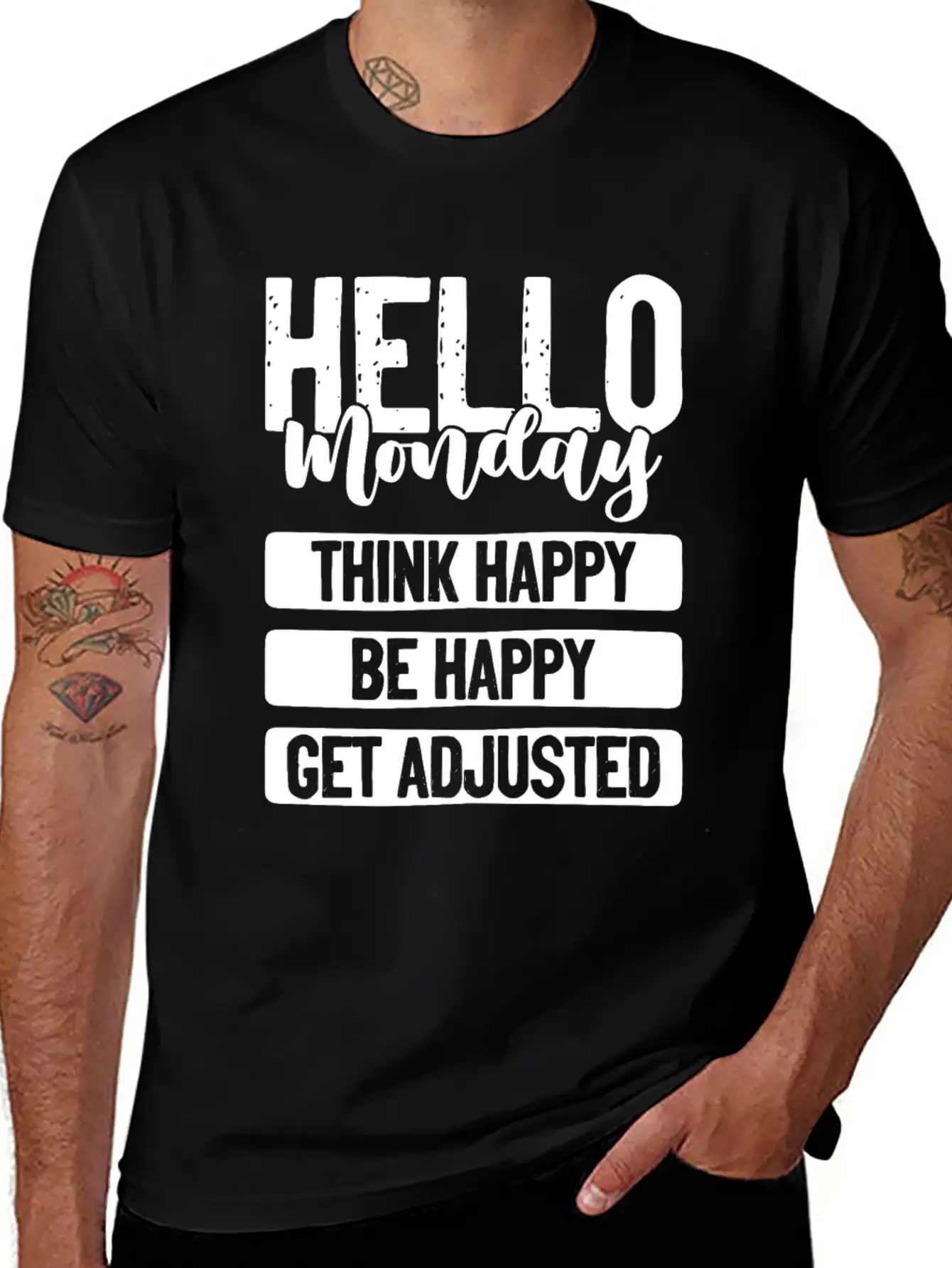 Hello Monday A Funny Chiropractic Spine Unisex Short Sleeve Soft Cotton T-Shirt – Casual Everyday Wear
