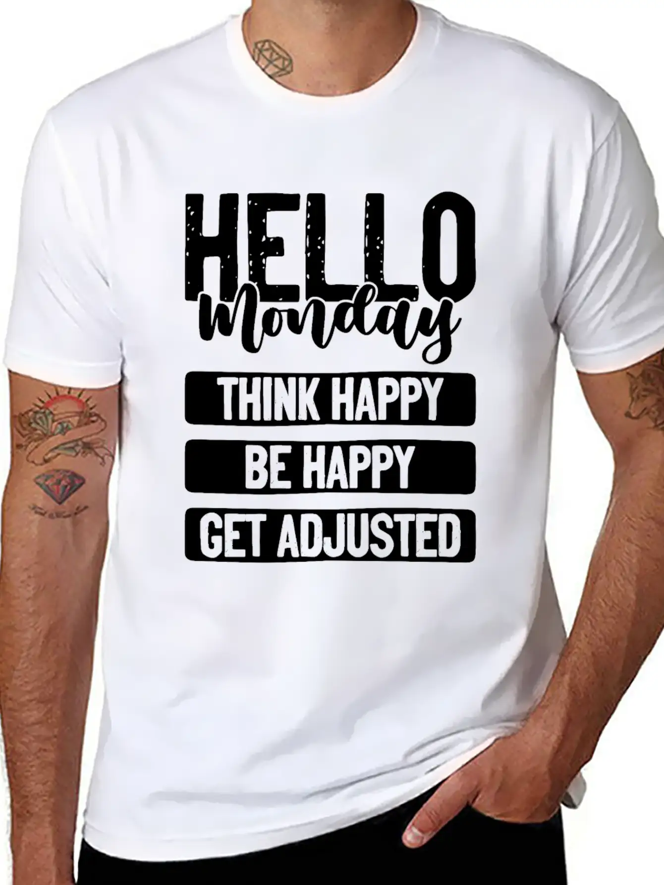 Hello Monday A Funny Chiropractic Spine Unisex Short Sleeve Soft Cotton T-Shirt – Casual Everyday Wear