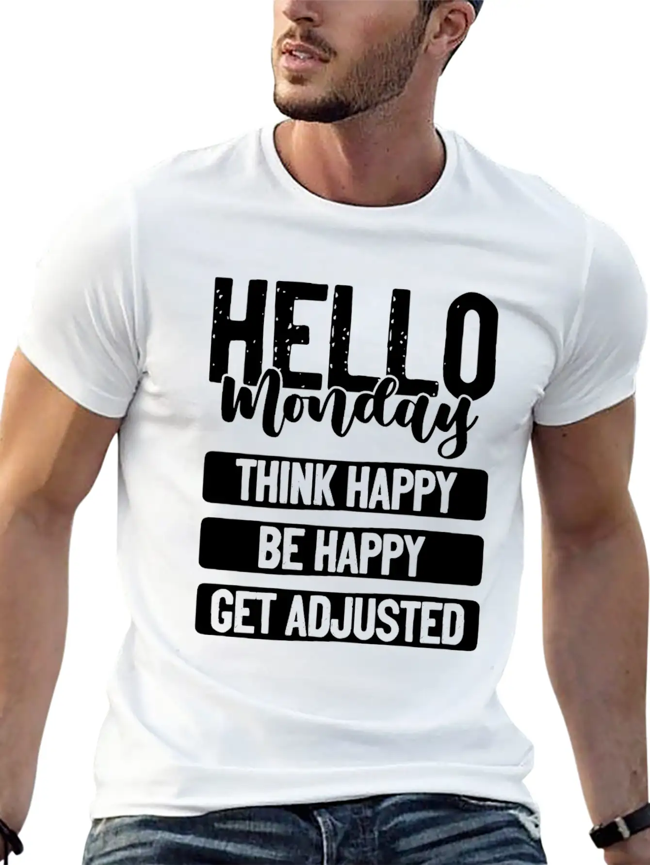 Hello Monday A Funny Chiropractic Spine Unisex Short Sleeve Soft Cotton T-Shirt – Casual Everyday Wear