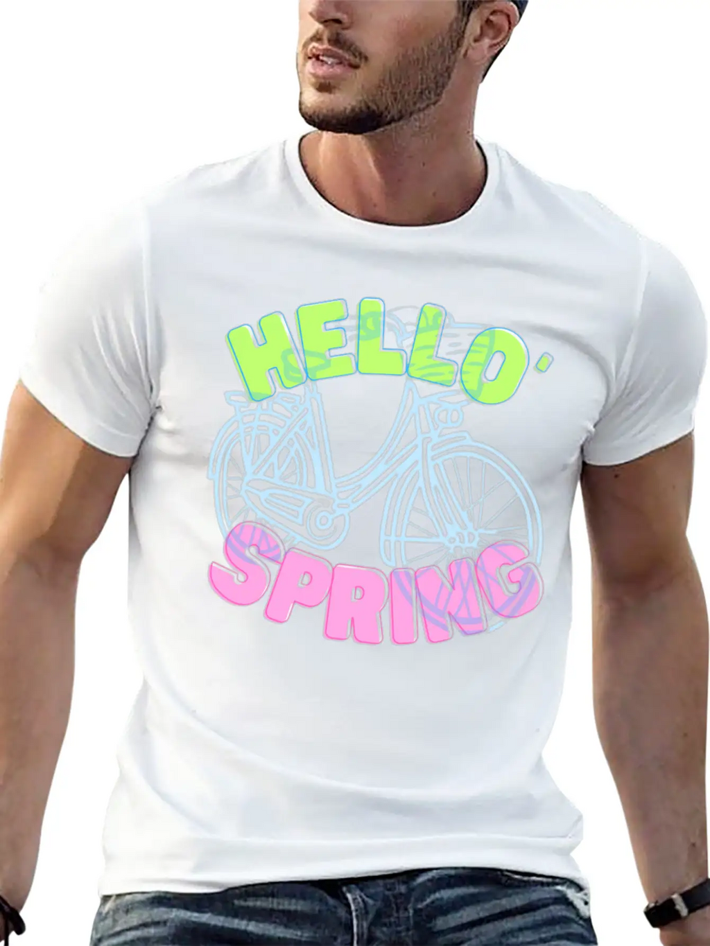 Hello Spring Bike Ride Beautiful Weather Breathable Soft Cotton T-Shirt – Timeless Casual Look