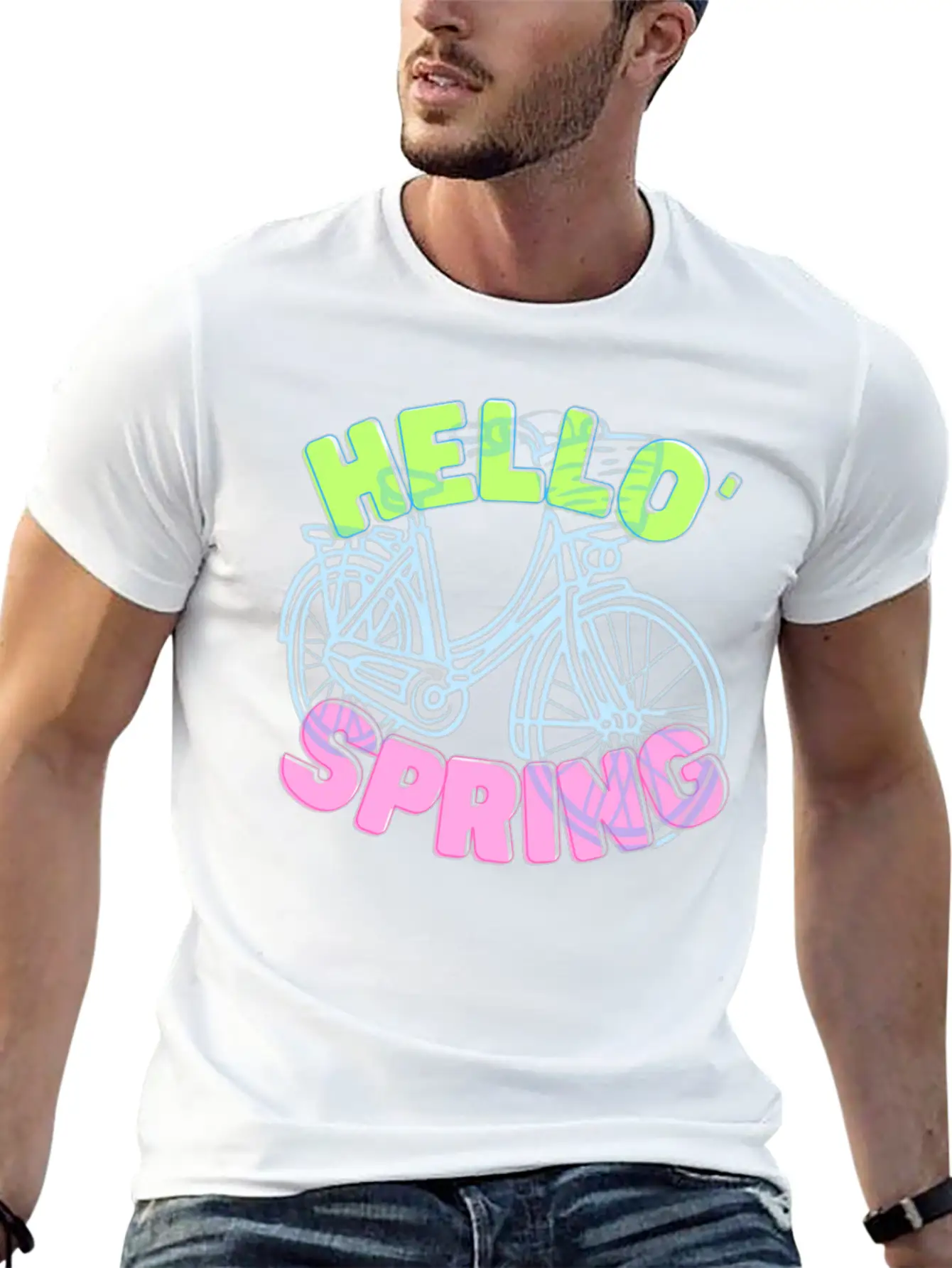 Hello Spring Bike Ride Beautiful Weather Unisex Short Sleeve Soft Cotton T-Shirt – Casual Everyday Wear