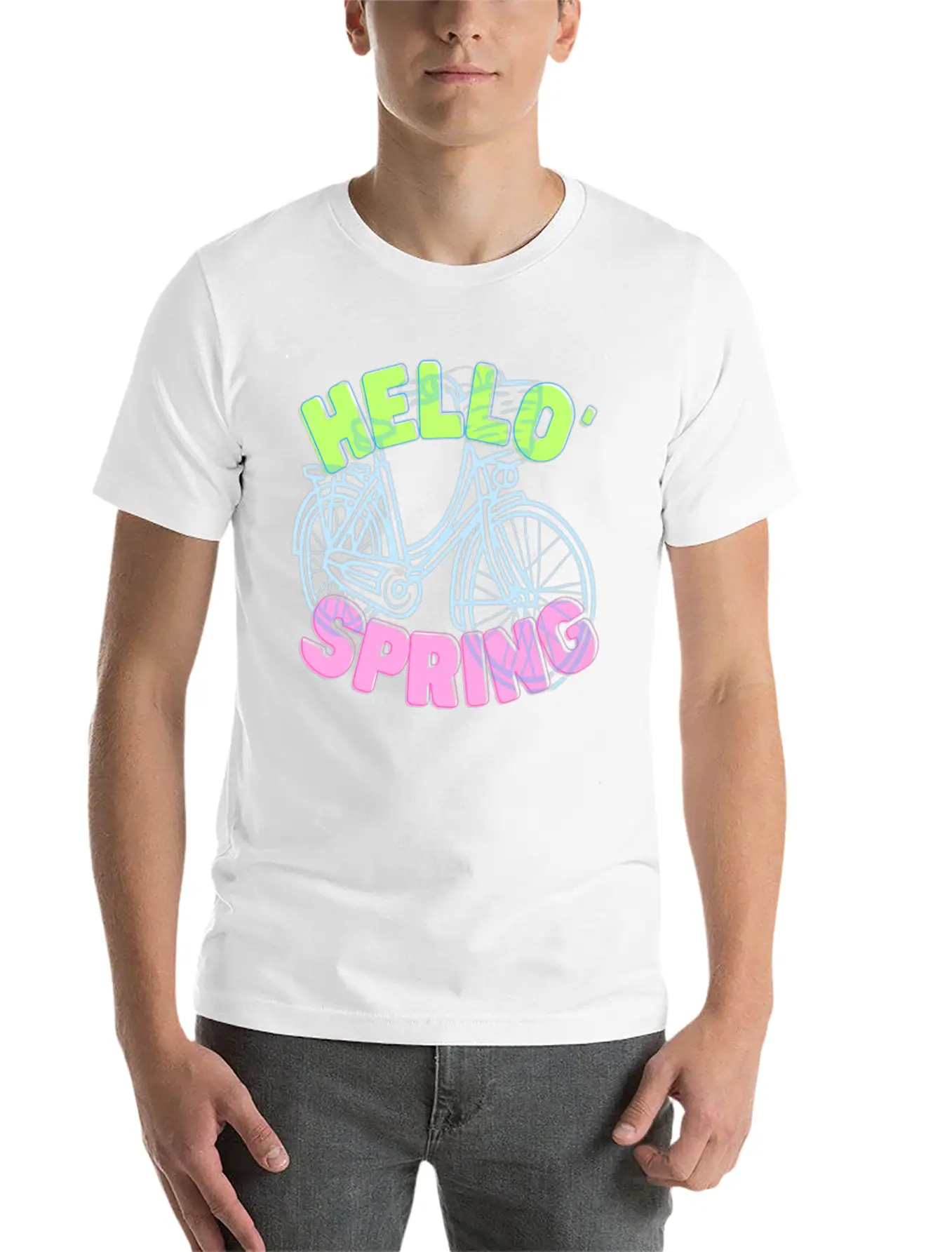 Hello Spring Bike Ride Beautiful Weather Unisex Short Sleeve Soft Cotton T-Shirt – Casual Everyday Wear