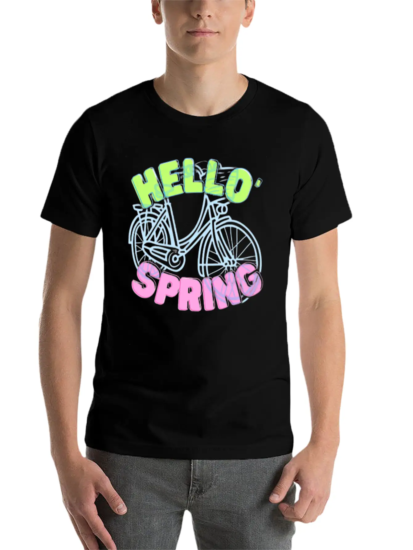 Hello Spring Bike Ride Beautiful Weather Unisex Short Sleeve Soft Cotton T-Shirt – Casual Everyday Wear
