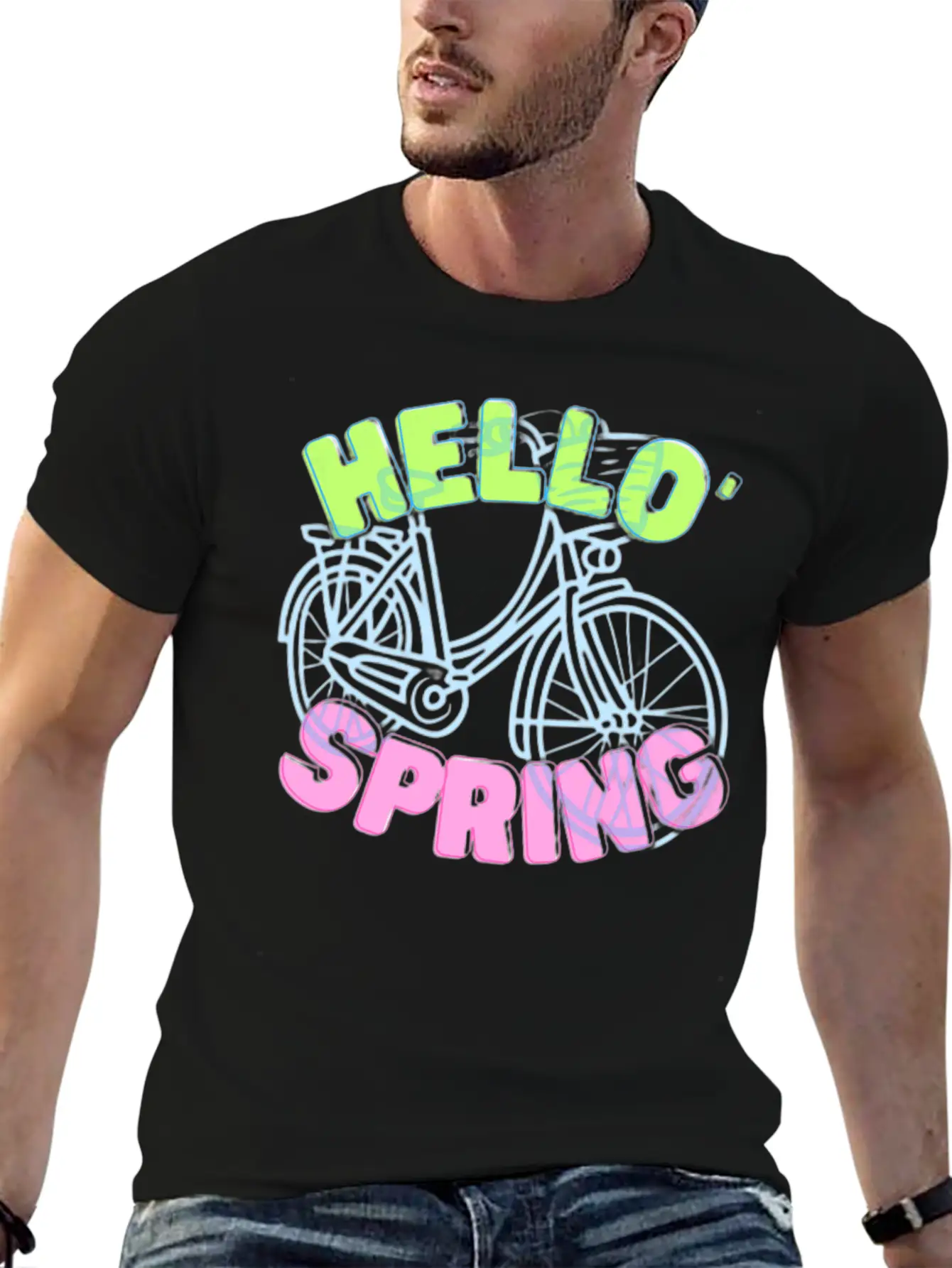 Hello Spring Bike Ride Beautiful Weather Unisex Short Sleeve Soft Cotton T-Shirt – Casual Everyday Wear