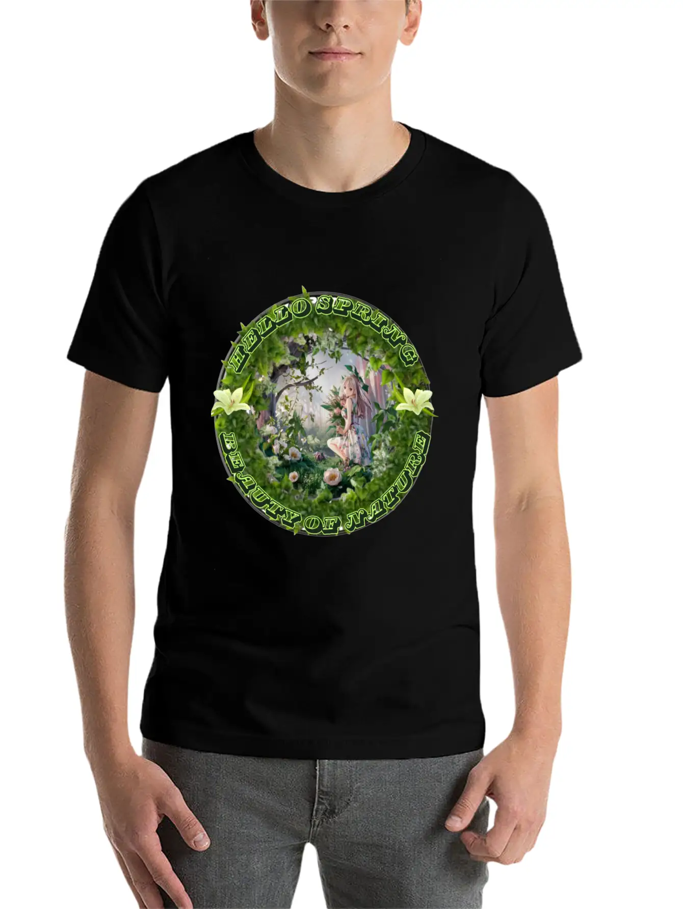 HELLO SPRING Unisex Short Sleeve Soft Cotton T-Shirt – Casual Everyday Wear