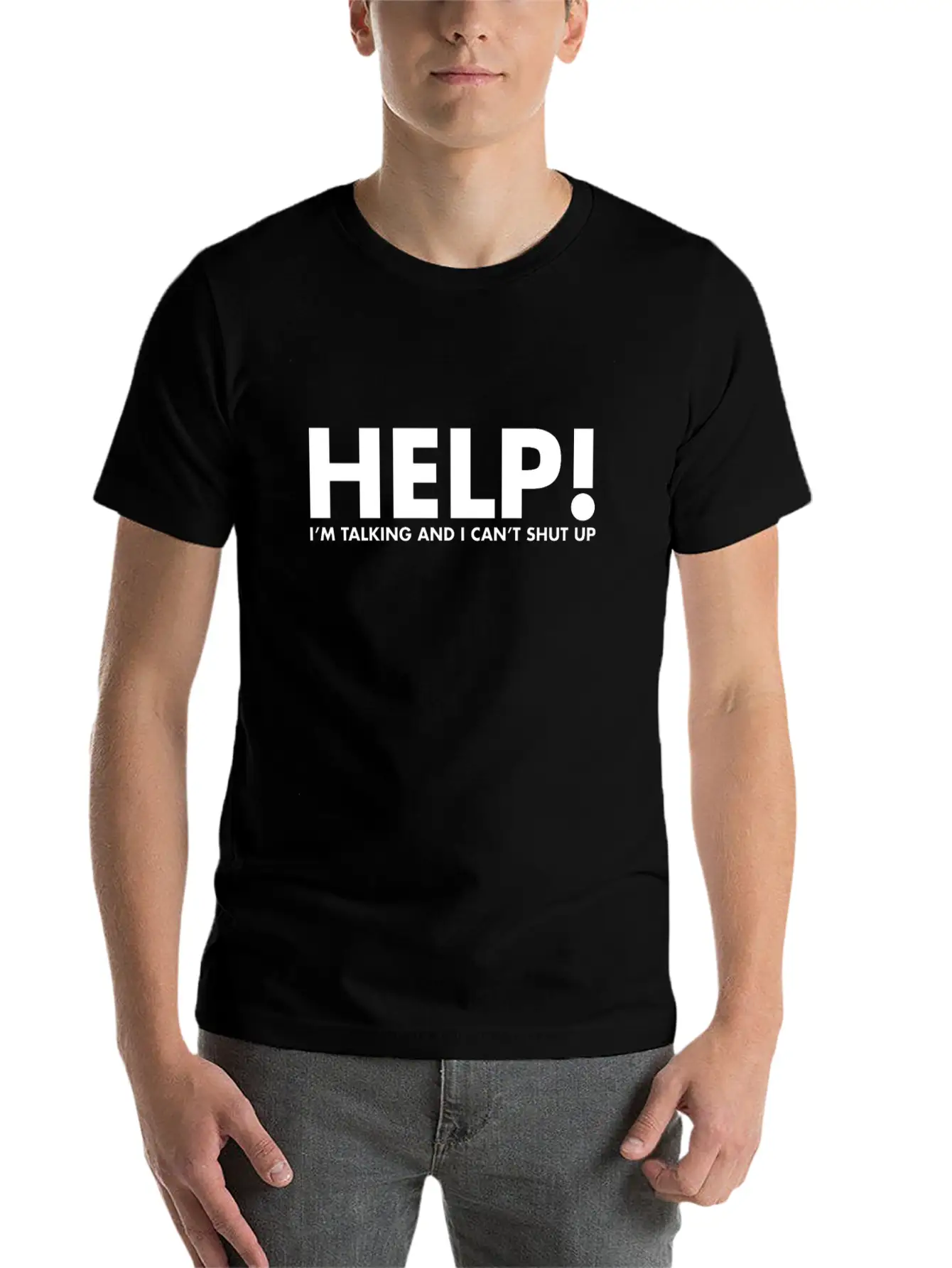 Help! I'M Talking & I Can'T Shut Up Funny Saying Unisex Casual T-Shirt – Clean Design For Daily Comfort