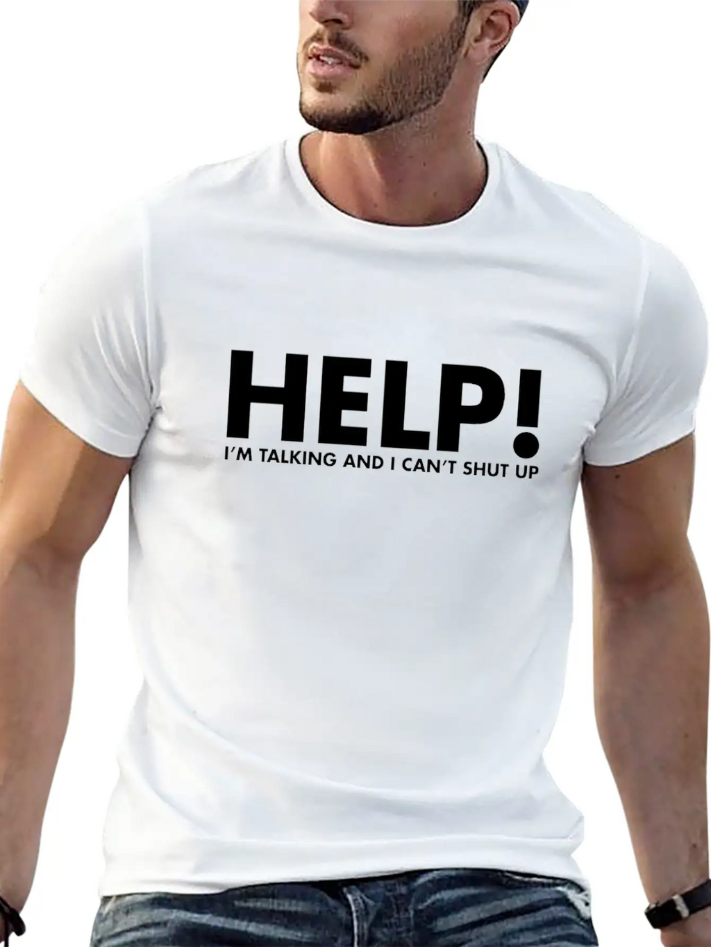 Help! I'M Talking & I Can'T Shut Up Funny Saying Unisex Casual T-Shirt – Clean Design For Daily Comfort