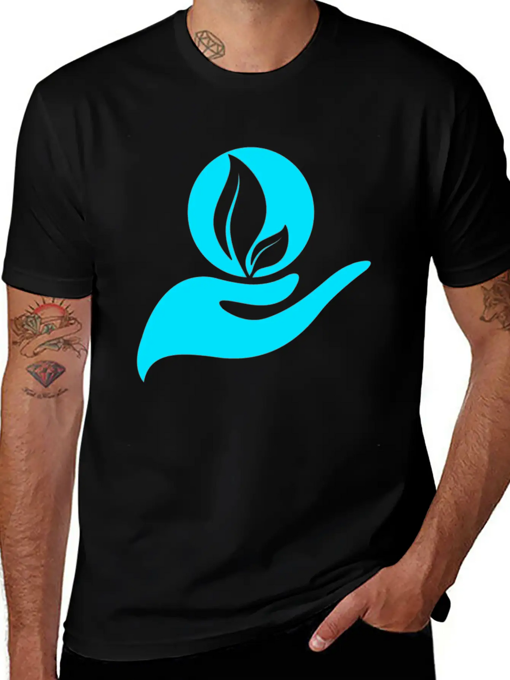 Helping Hands Skyblue Colors Design Breathable Soft Cotton T-Shirt – Timeless Casual Look