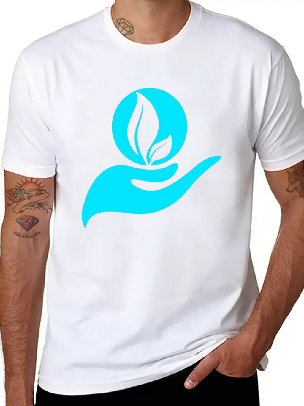 Helping Hands Skyblue Colors Design Breathable Soft Cotton T-Shirt – Timeless Casual Look