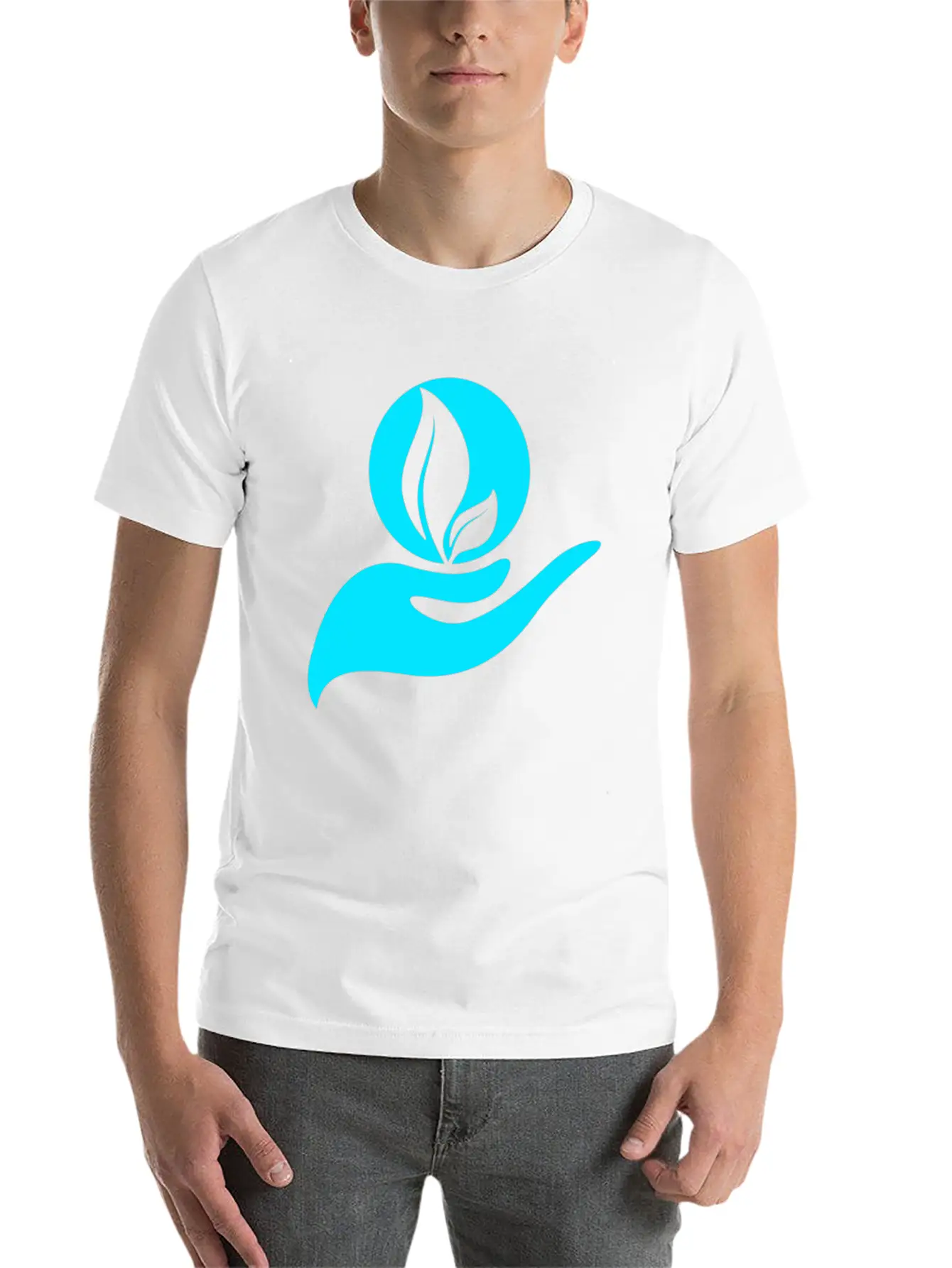 Helping Hands Skyblue Colors Design Breathable Soft Cotton T-Shirt – Timeless Casual Look