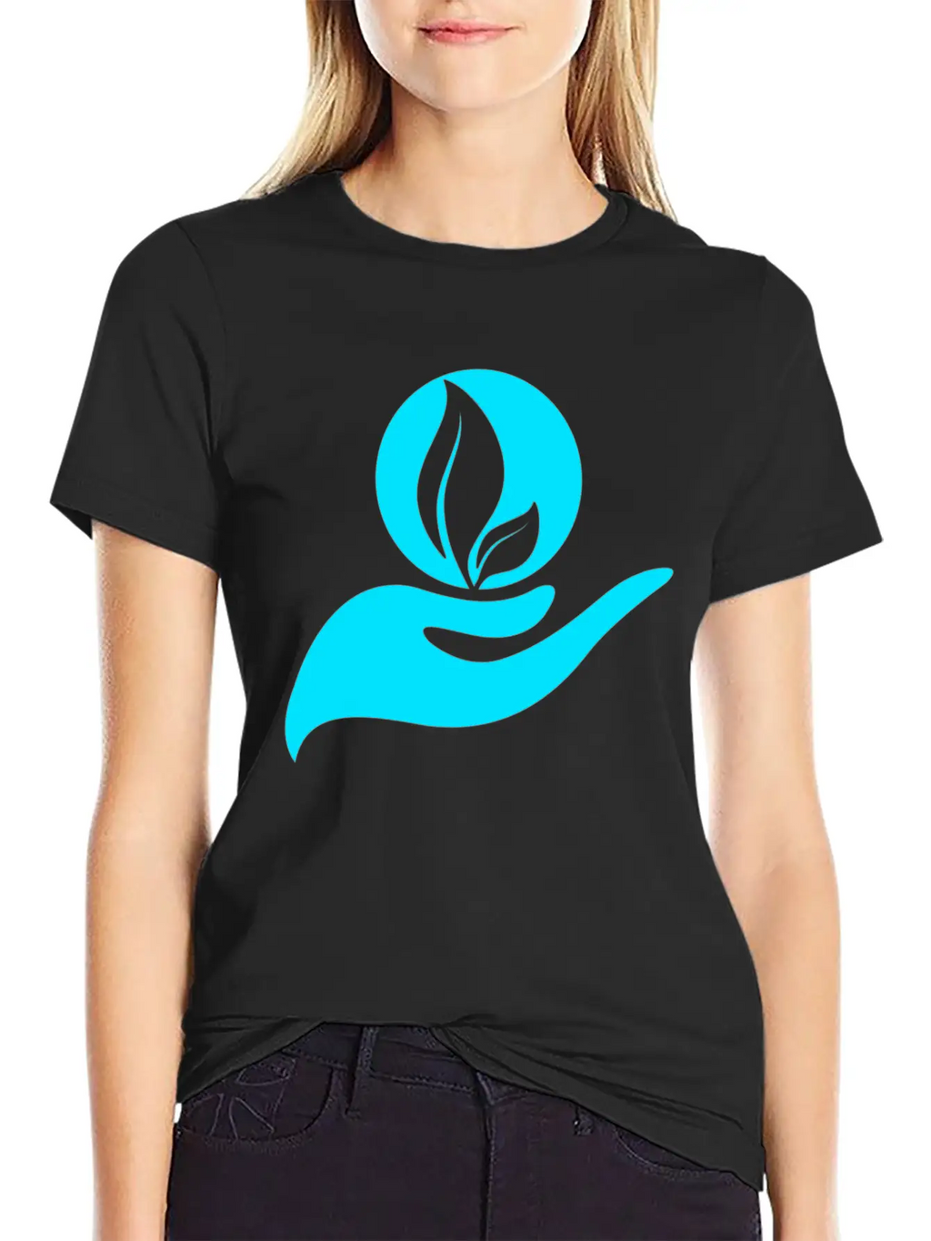 Helping Hands Skyblue Colors Design Breathable Soft Cotton T-Shirt – Timeless Casual Look