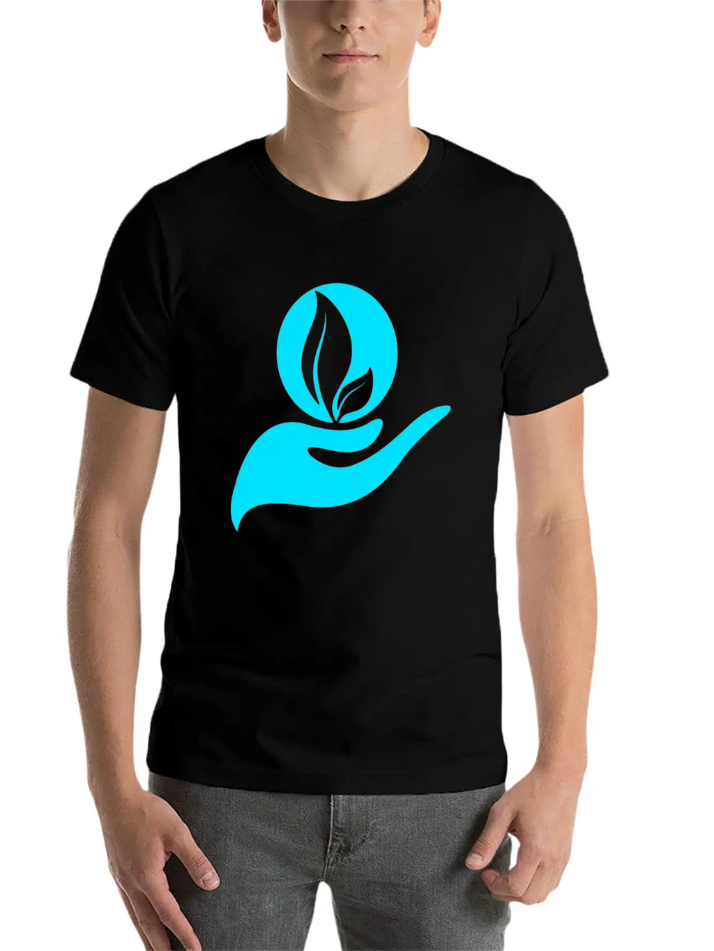 Helping Hands Skyblue Colors Design Breathable Soft Cotton T-Shirt – Timeless Casual Look