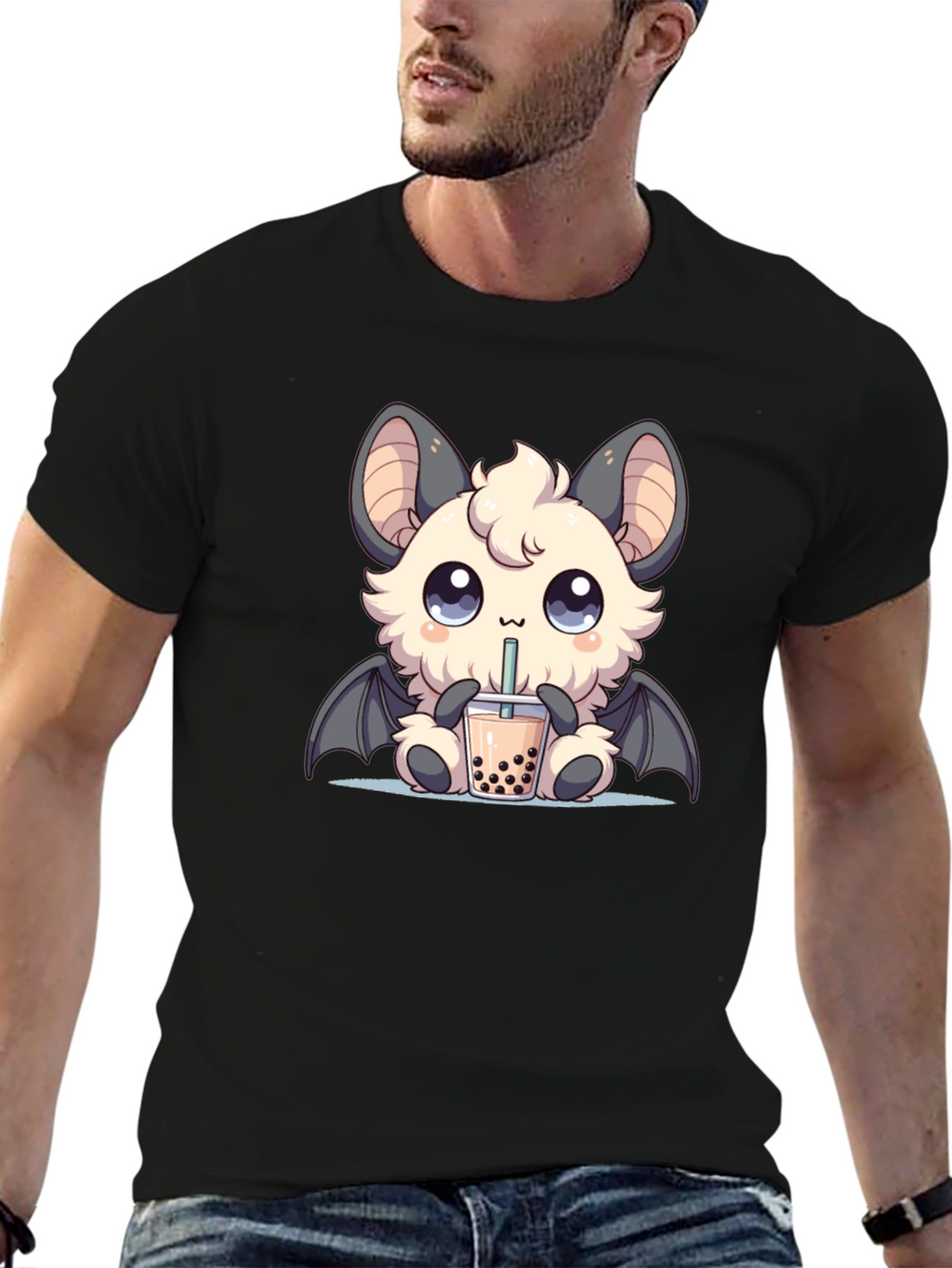 Kawaii Bat Boba Tea Graphic Tee
