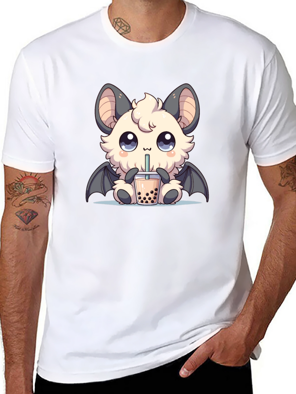 Kawaii Bat Boba Tea Graphic Tee