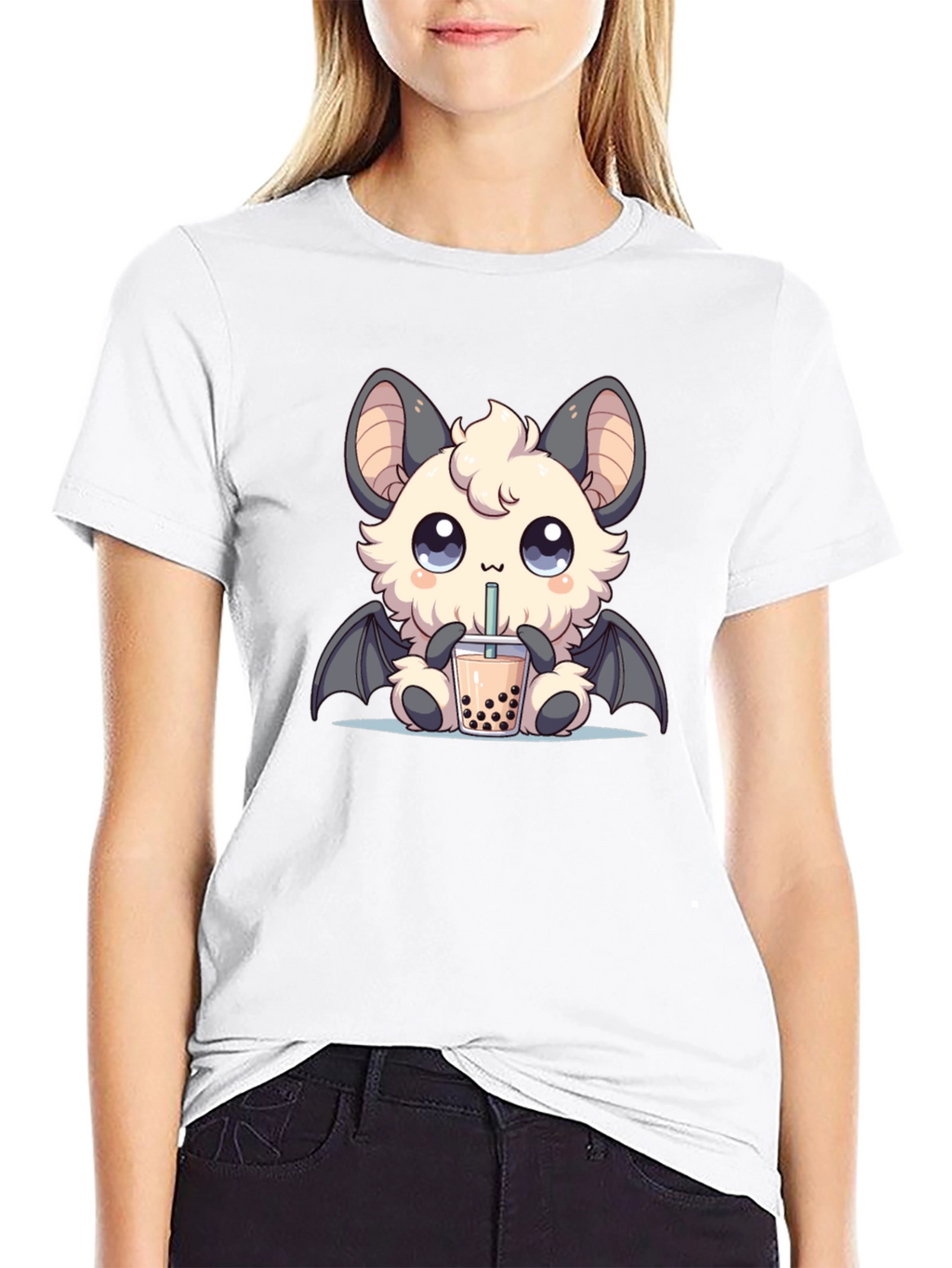 Kawaii Bat Boba Tea Graphic Tee
