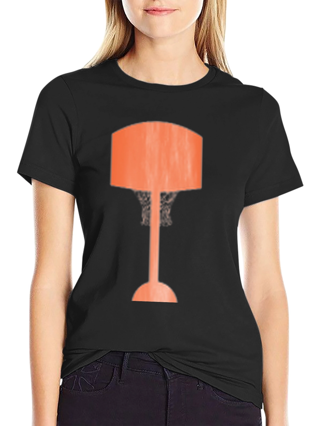 Retro Lamp Graphic Tee - Stylish Black T-Shirt