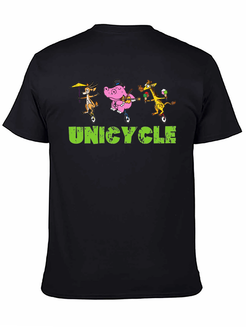 Unicycle Animal Crew Graphic Tee - Black